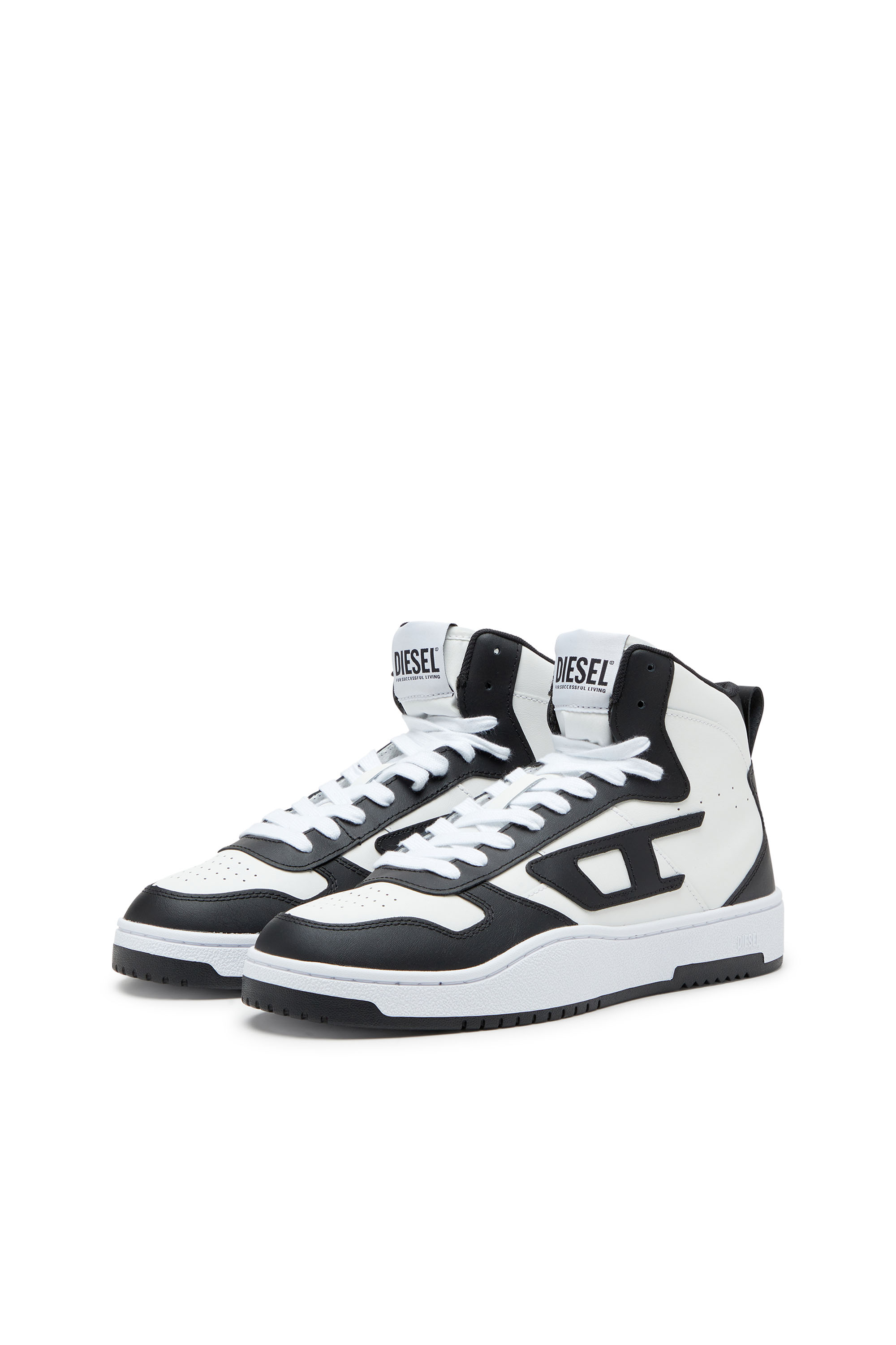 Diesel - S-UKIYO V2 MID, Man's S-Ukiyo-High-top sneakers in leather in White/Black - 8