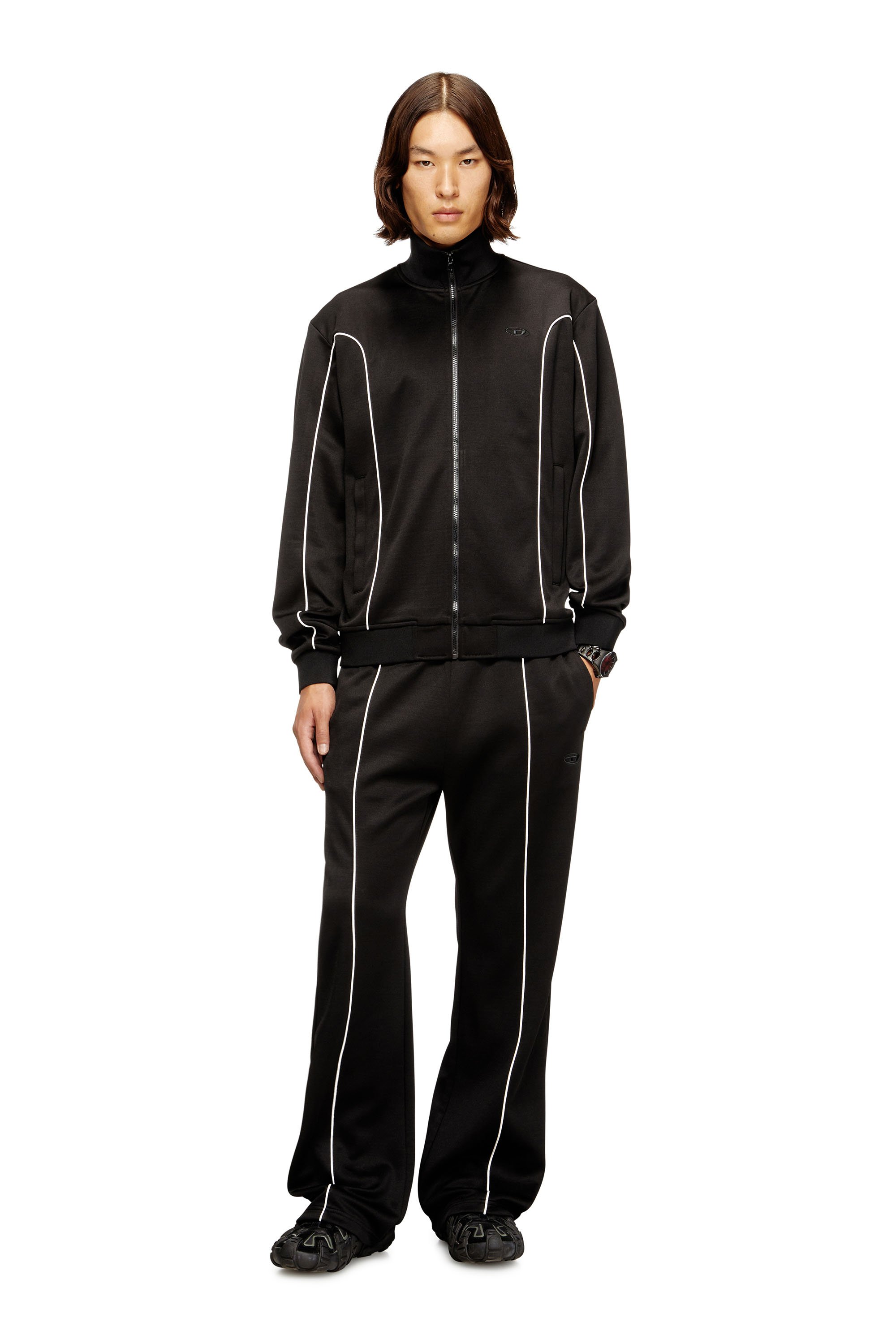Diesel - P-LOCKING-DO, Man's Track pants with contrast piping in Black - 1