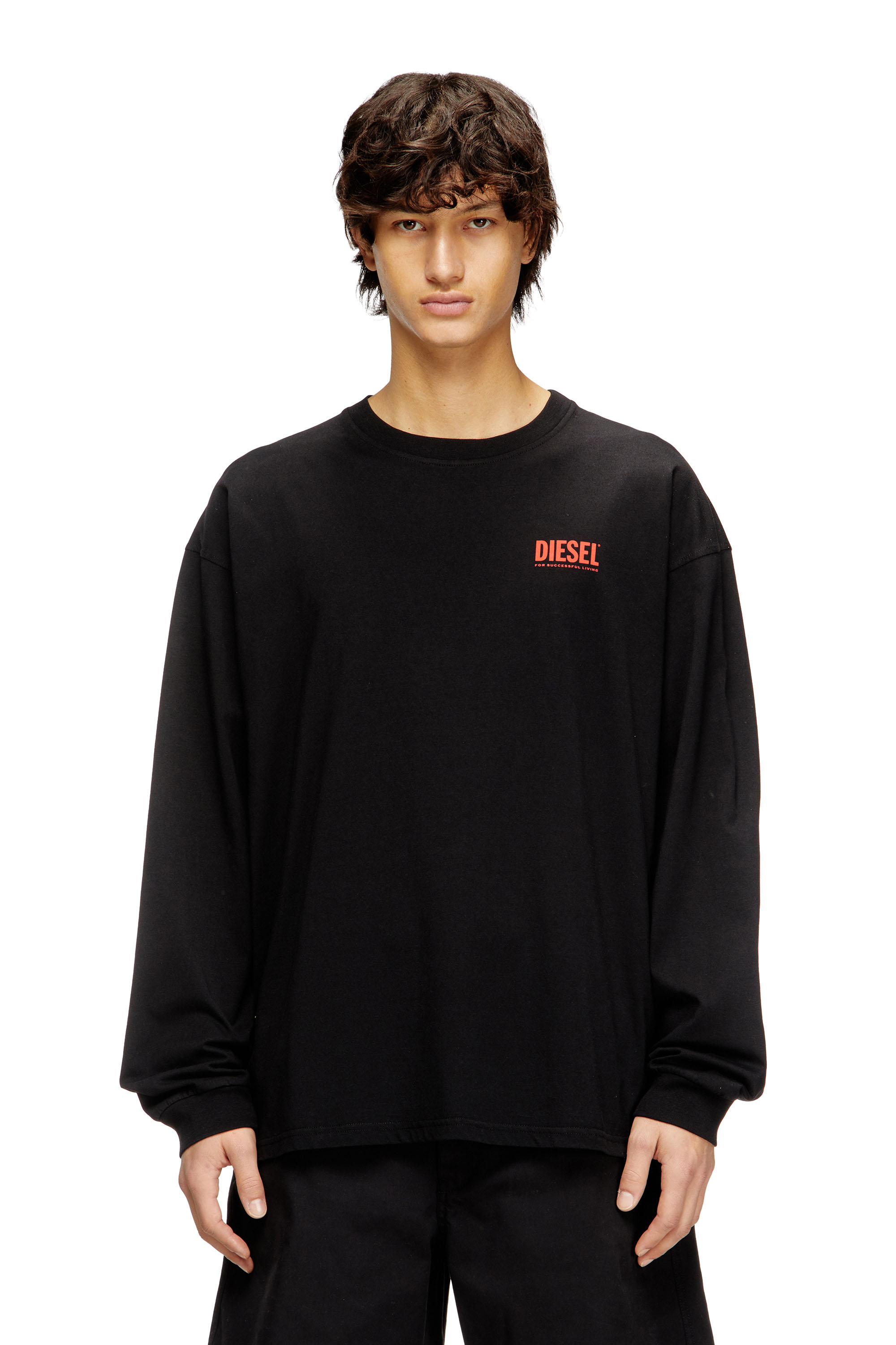 Diesel - T-BOXT-LS-BISK, Man's Relaxed long-sleeve T-shirt with Diesel logos in Black - 1