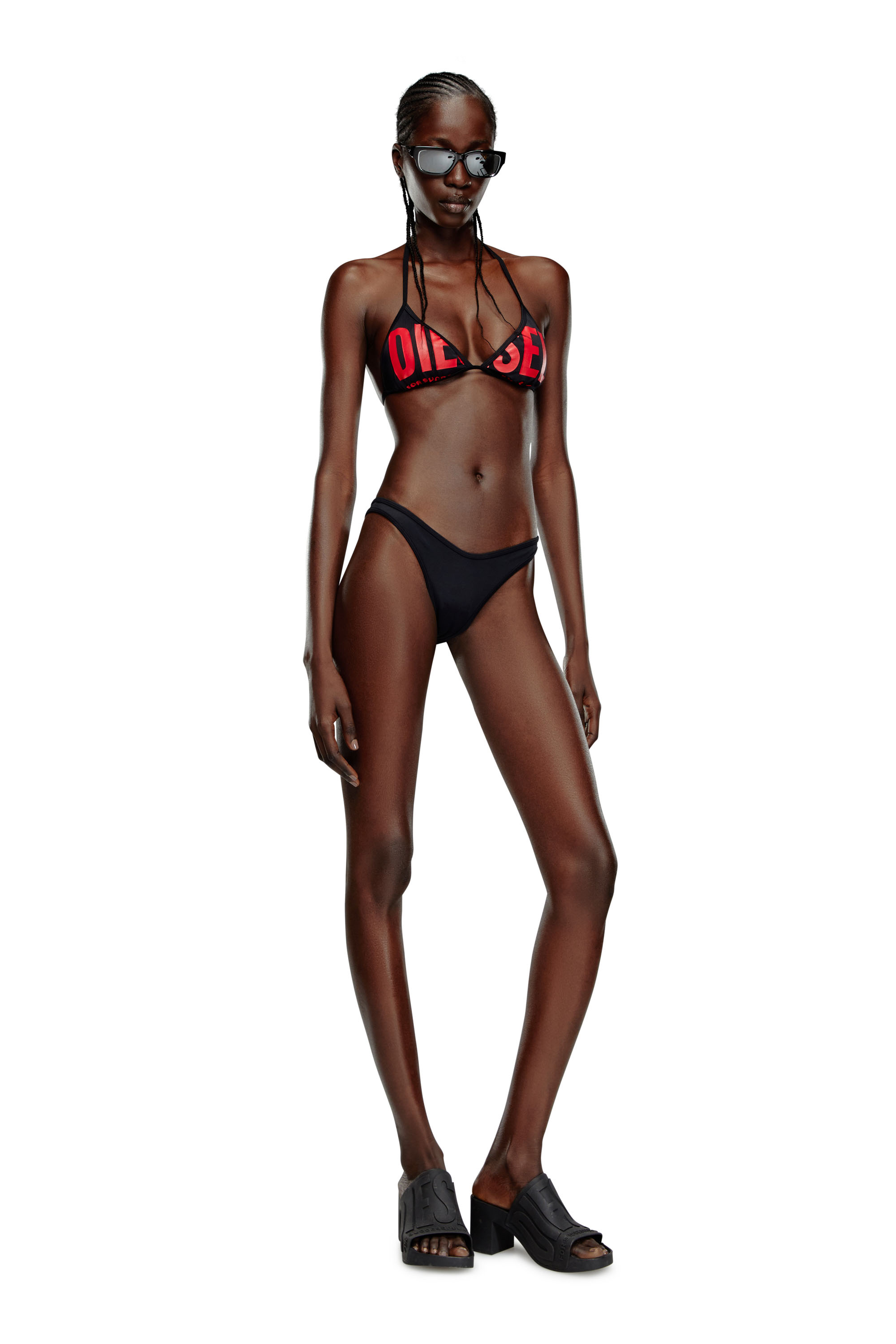 Women's Bikini bottoms with oversized logo | Black | Diesel