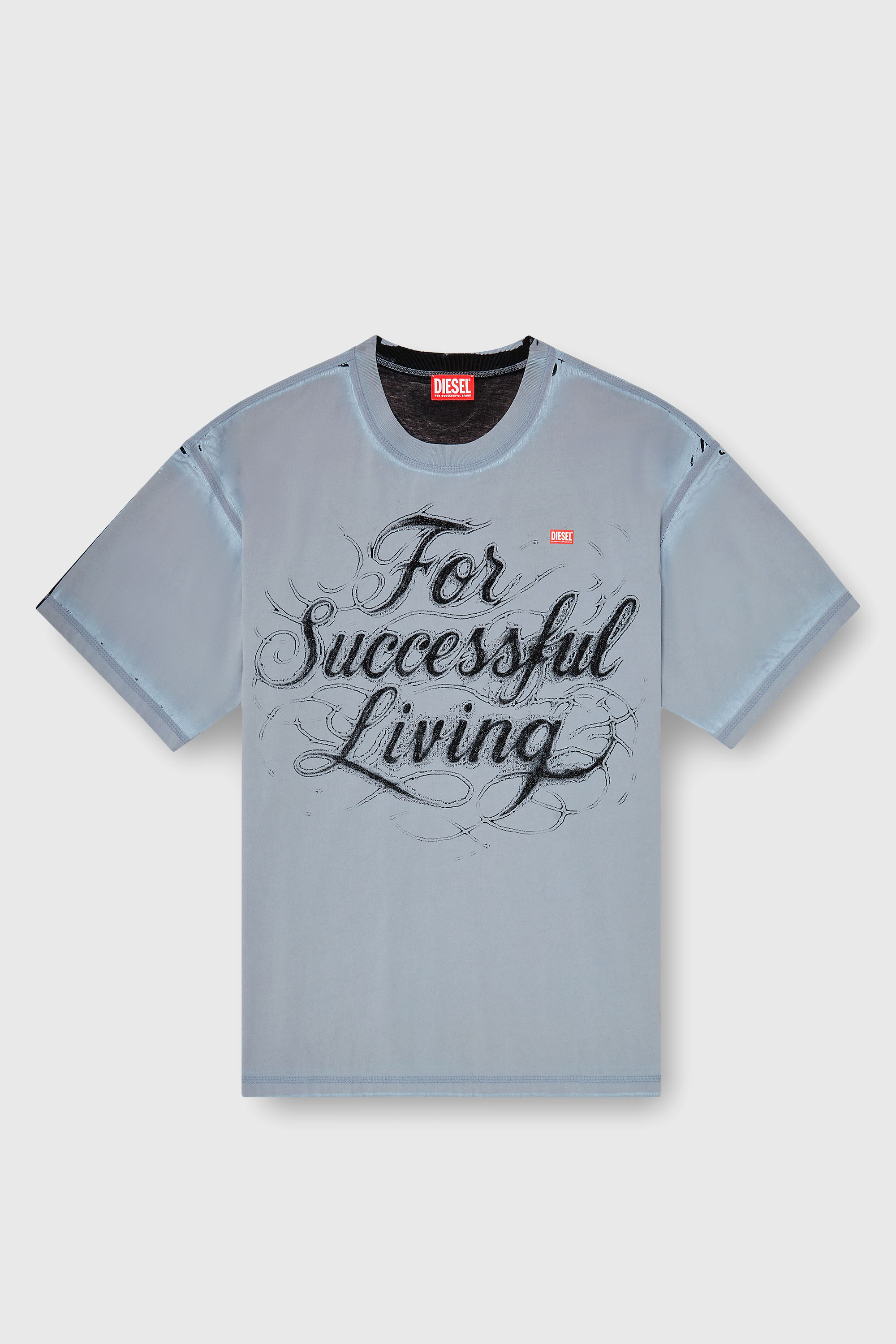 Diesel - T-BOXT-AA8, Man's T-shirt with For Successful Living print in Grey - 2