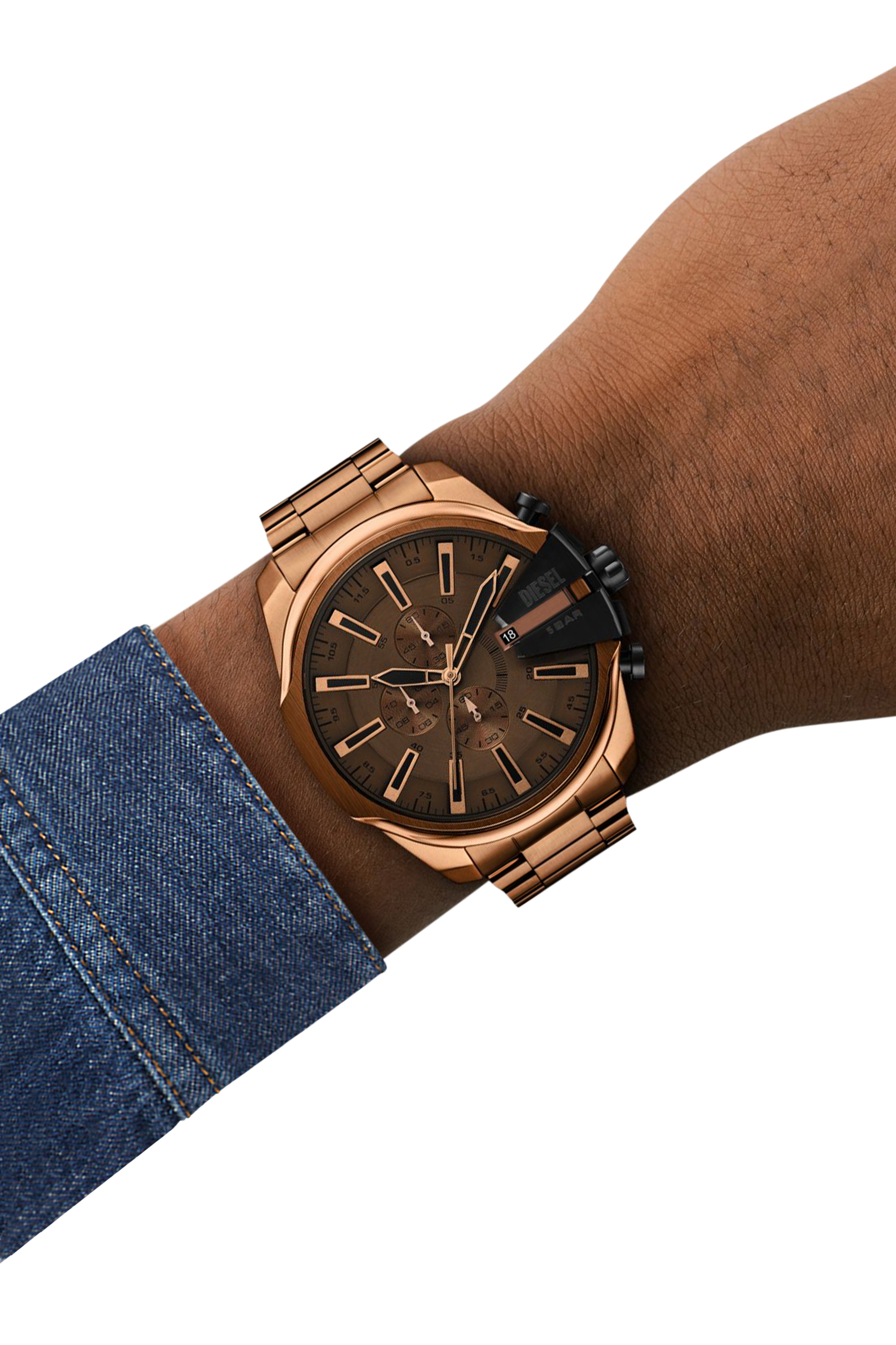 Diesel - DZ4697 WATCH, Man's Mega Chief slim brown Stainless steel watch in Bronze - 4