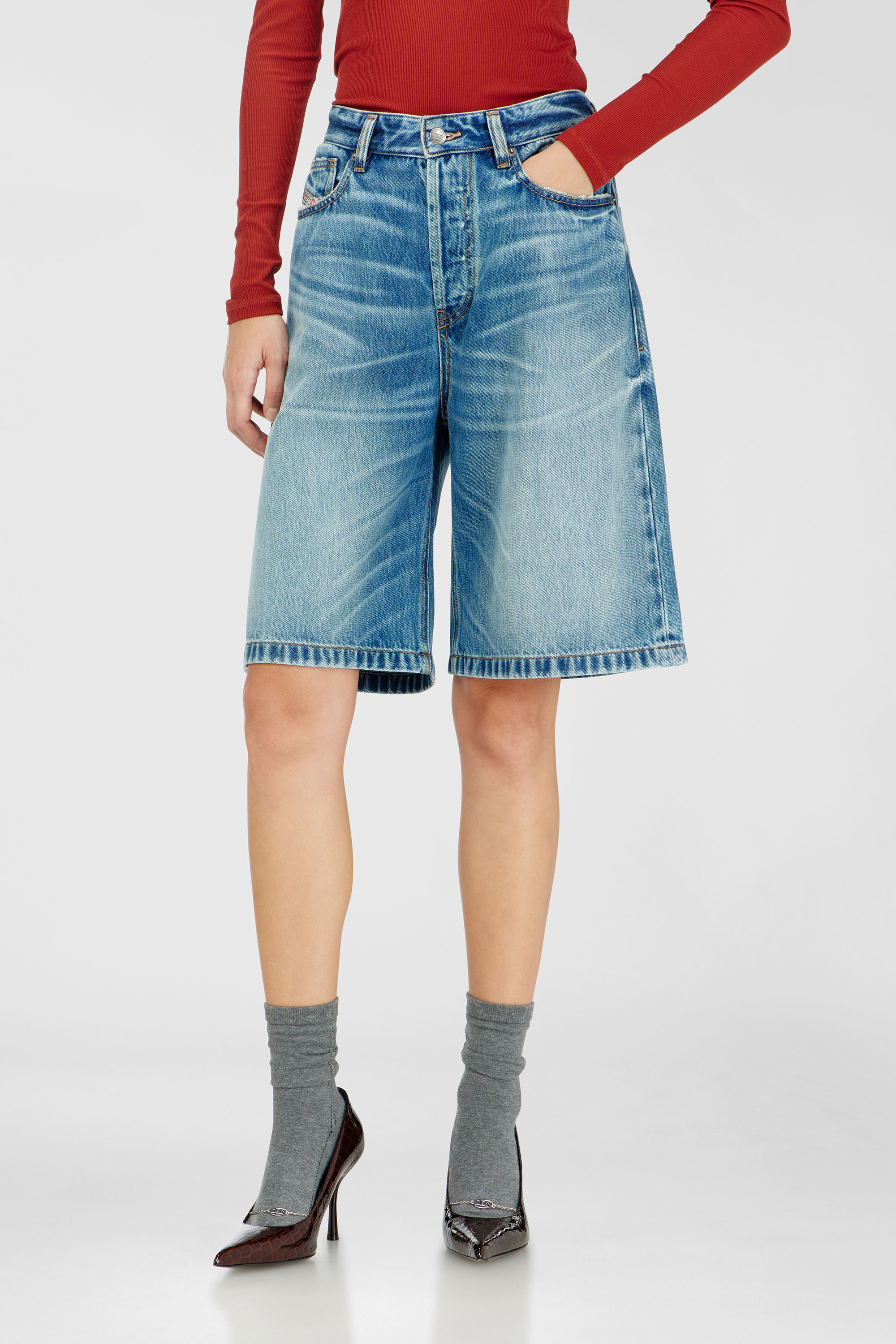 Diesel - DE-SIRE-SHORT, Woman's Shorts in denim in Light Blue - 1
