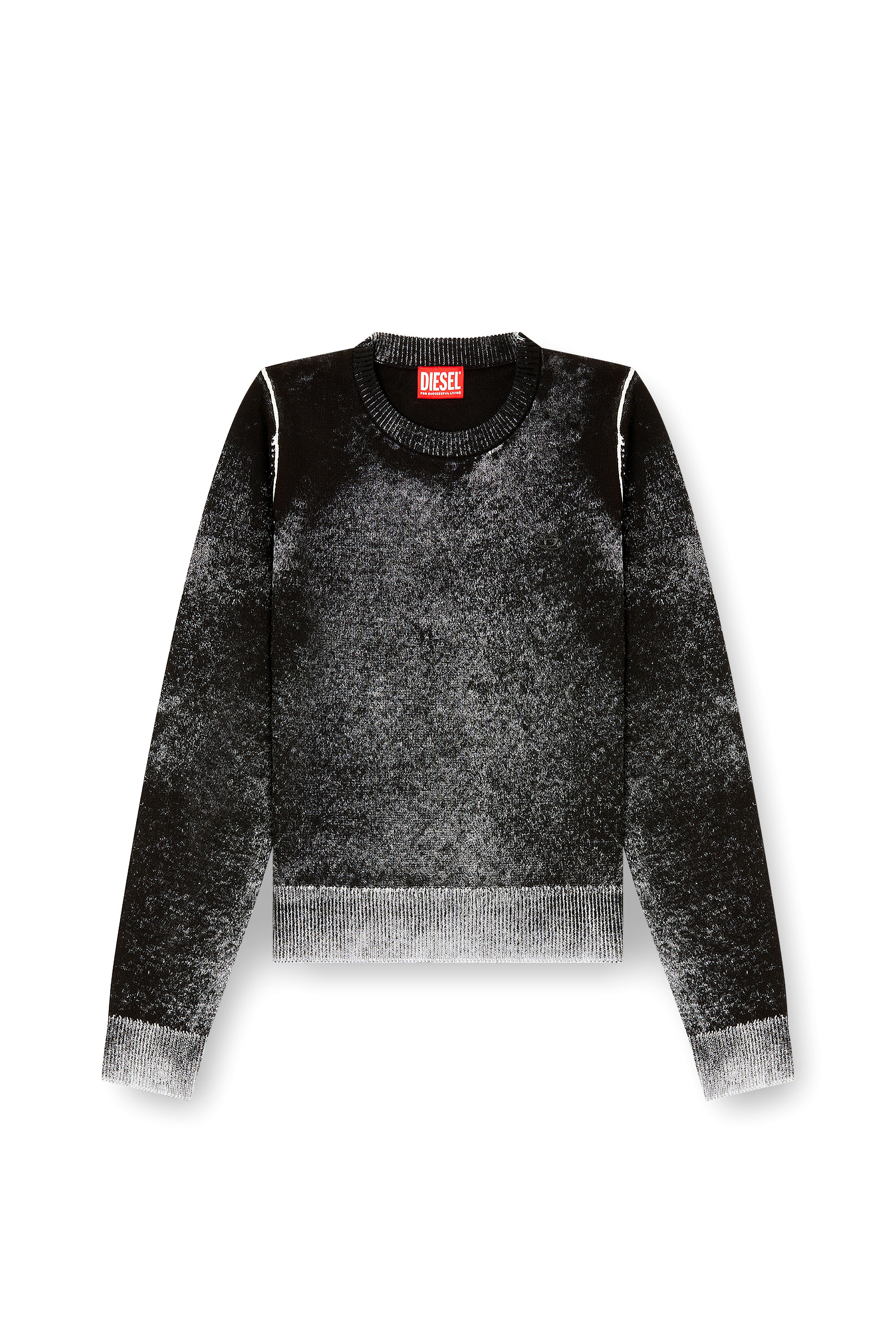 Diesel - M-LOVRE, Woman's Jumper with faded reverse print in Grey/Black - 3