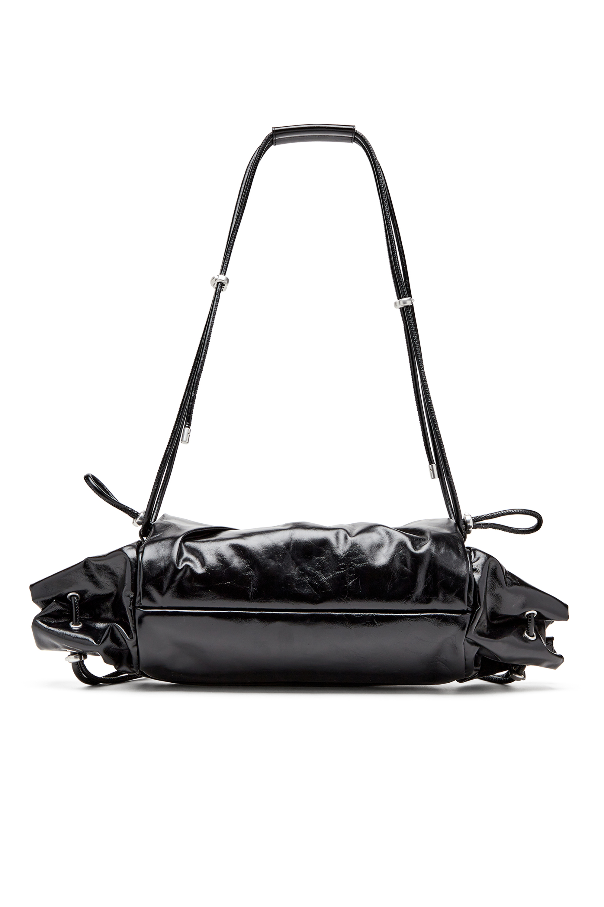 Diesel - SCRUNCH-D SHOULDER M, Woman's Scrunch-D M-Borsa a spalla in pelle lucida in Black - 2