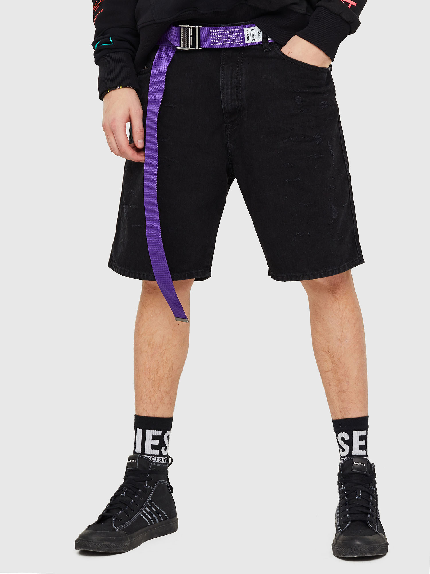 D-WILLOH, Black/Dark grey Diesel - D-WILLOH, Black/Dark grey - Shorts - Image 1