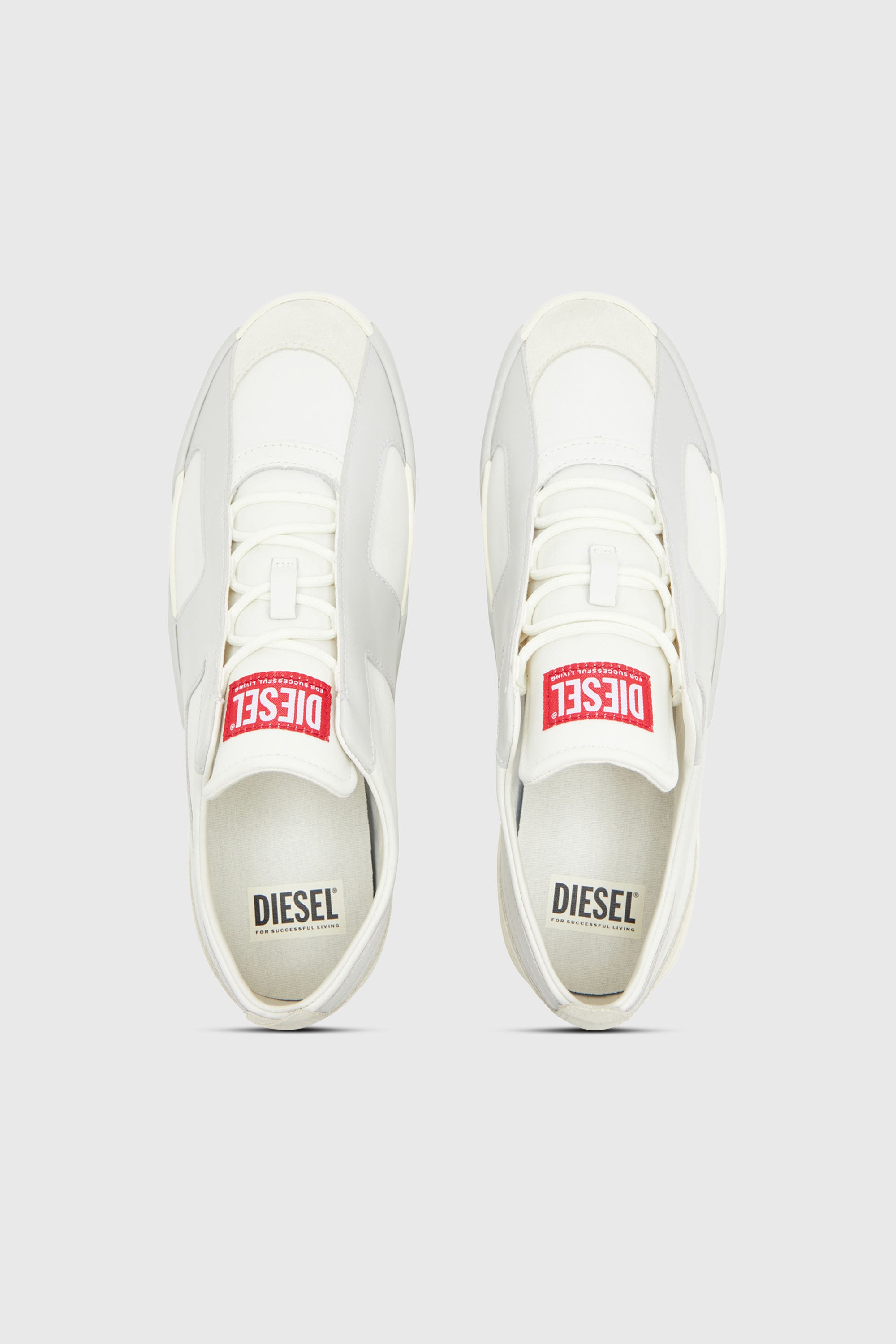 Diesel - S-SLANTE-D LOW, Man's S-Slante-D-Sneakers in suede and leather with D logo in White/Grey - 4