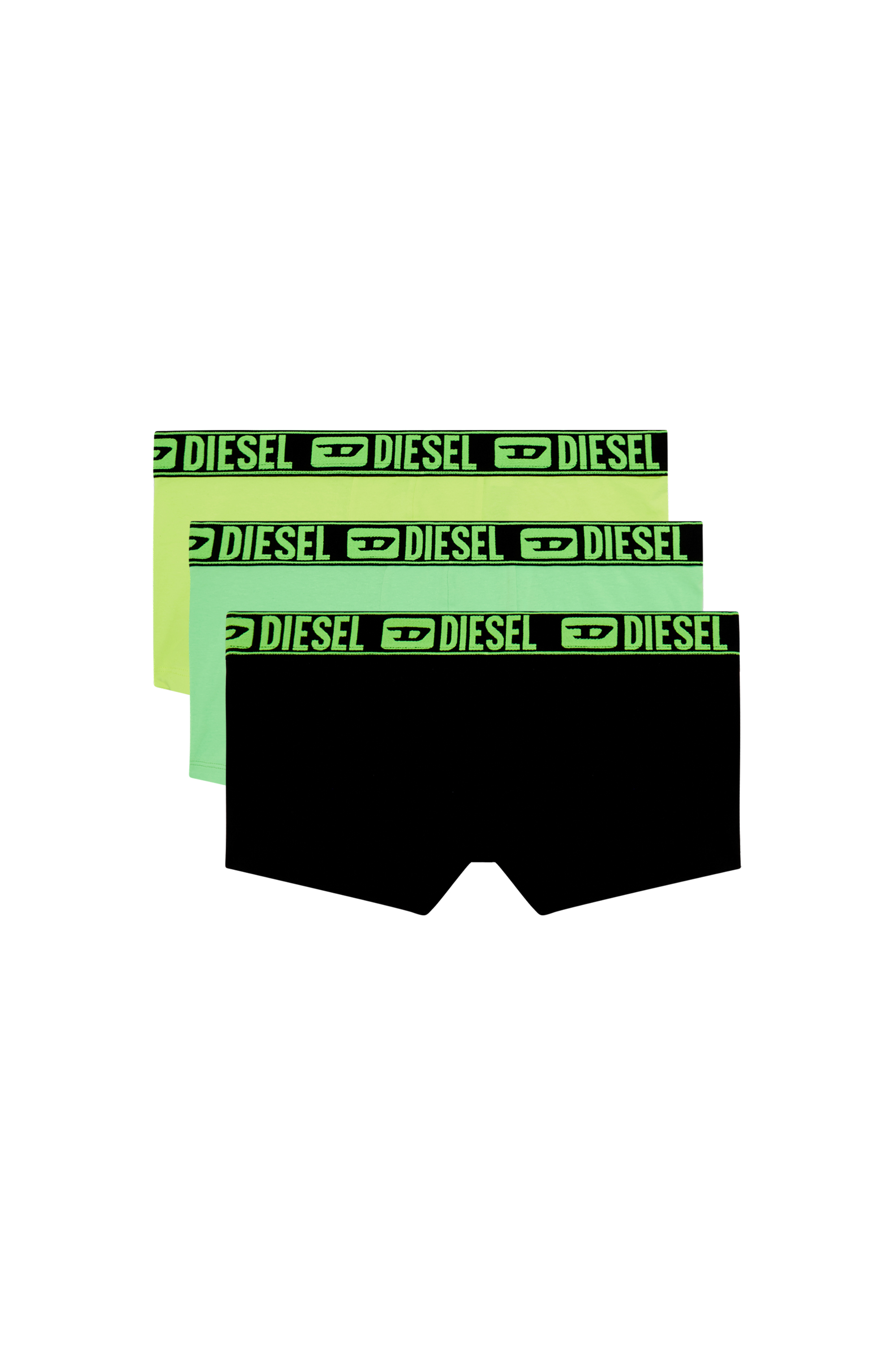 Diesel - UMBX-DAMIENTHREEPACK, Man's Three-pack boxer briefs with neon waist in Green/Black - 2