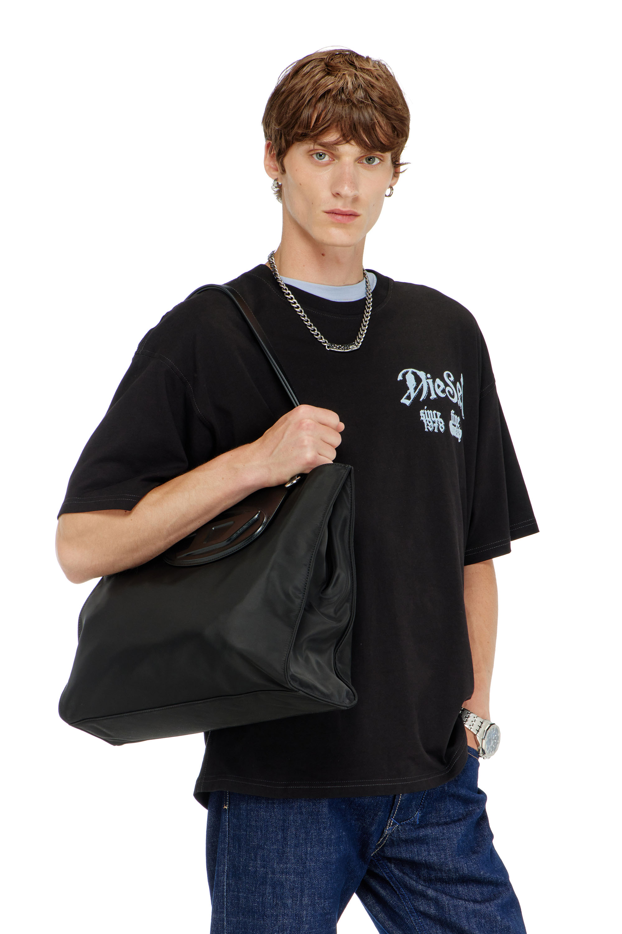 Diesel - T-BOXT-AA2, Man's Cotton T-shirt with flock graphic in Black - 3