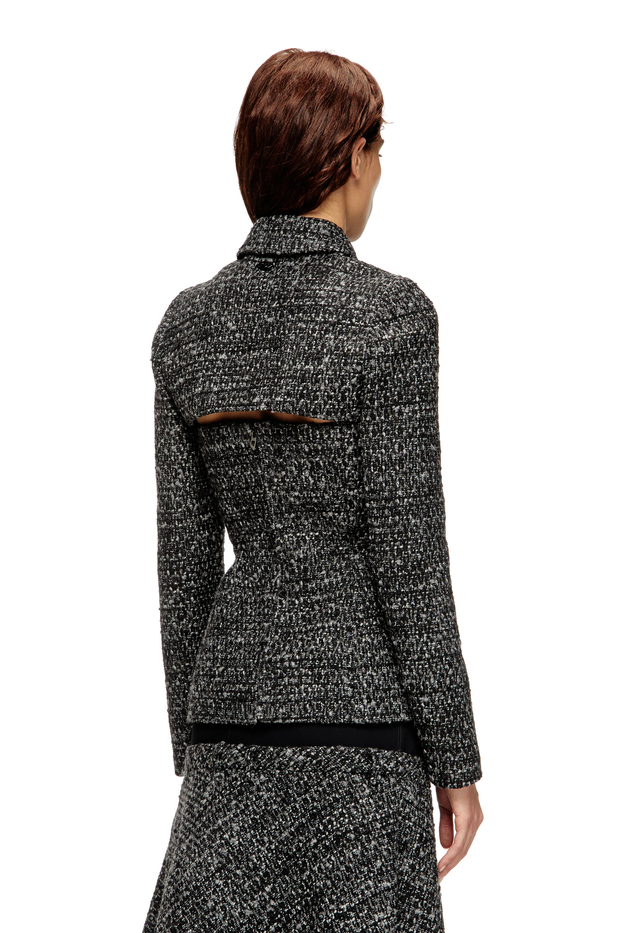 Diesel - G-ANNE, Woman's Bouclé jacket with ultra-crop hem in Black - 4