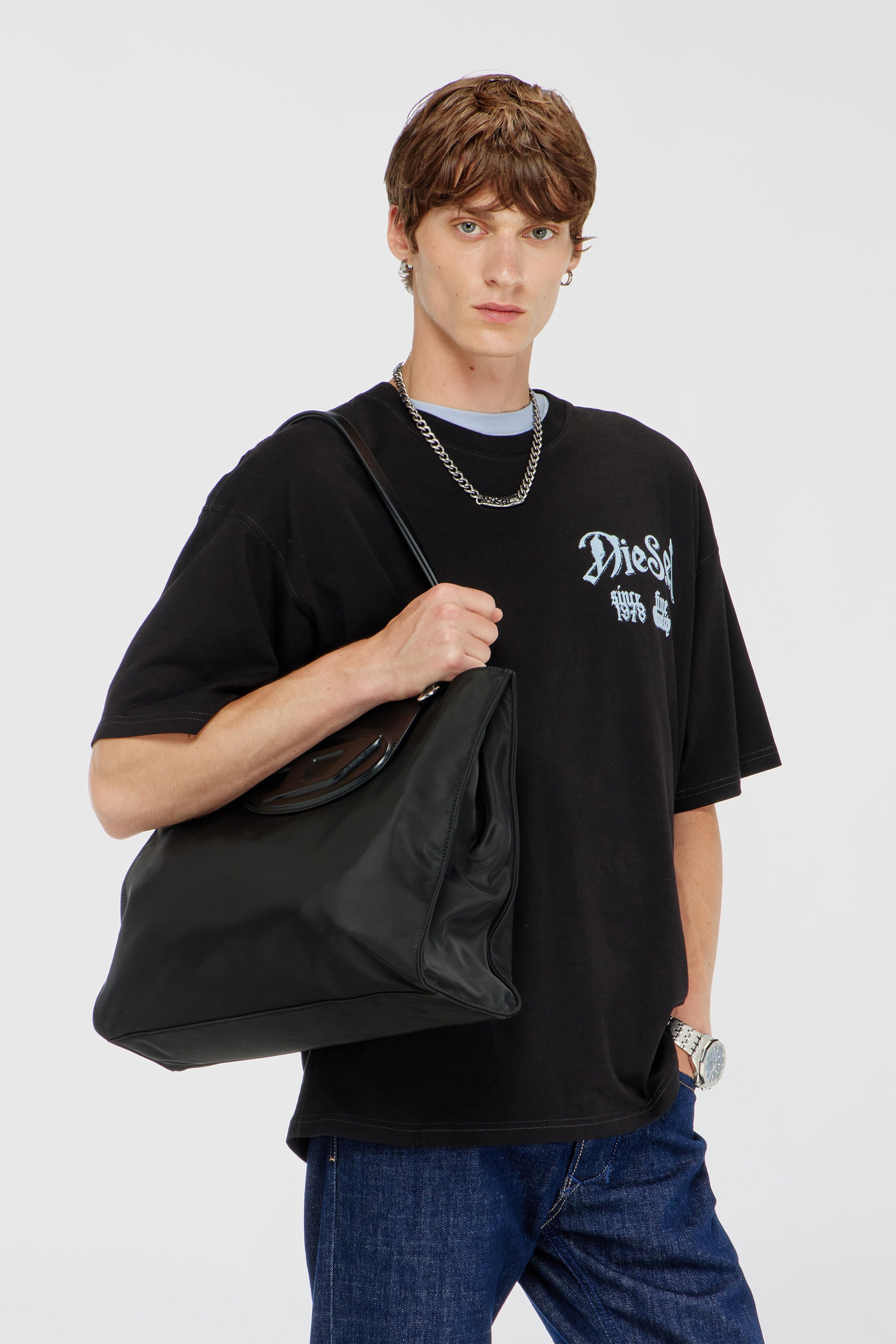 Diesel - T-BOXT-AA2, Man's Cotton T-shirt with flock graphic in Black - 1