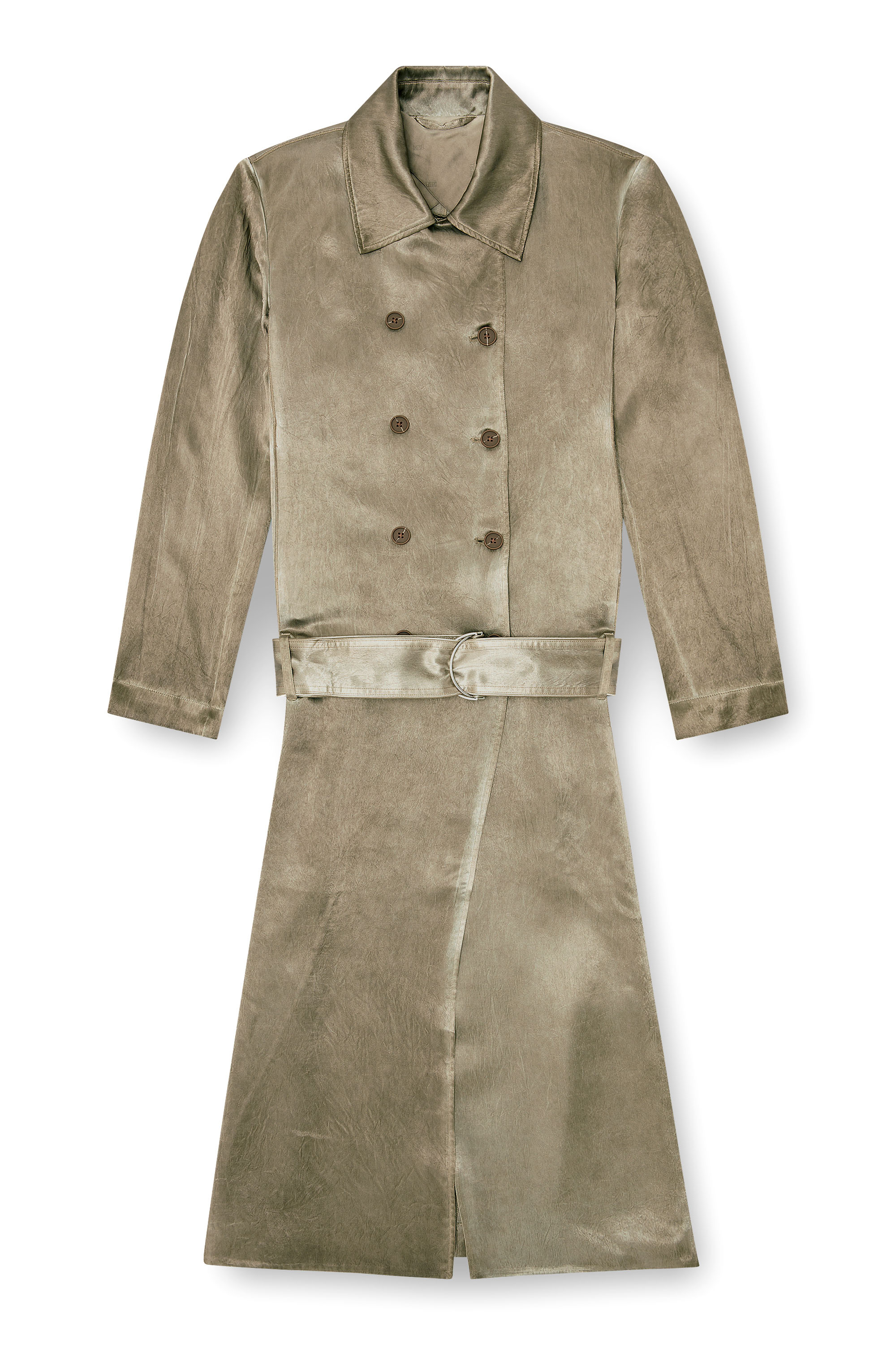 Diesel - G-LADES, Woman's Trench coat in wrinkled satin in Light Brown - 3