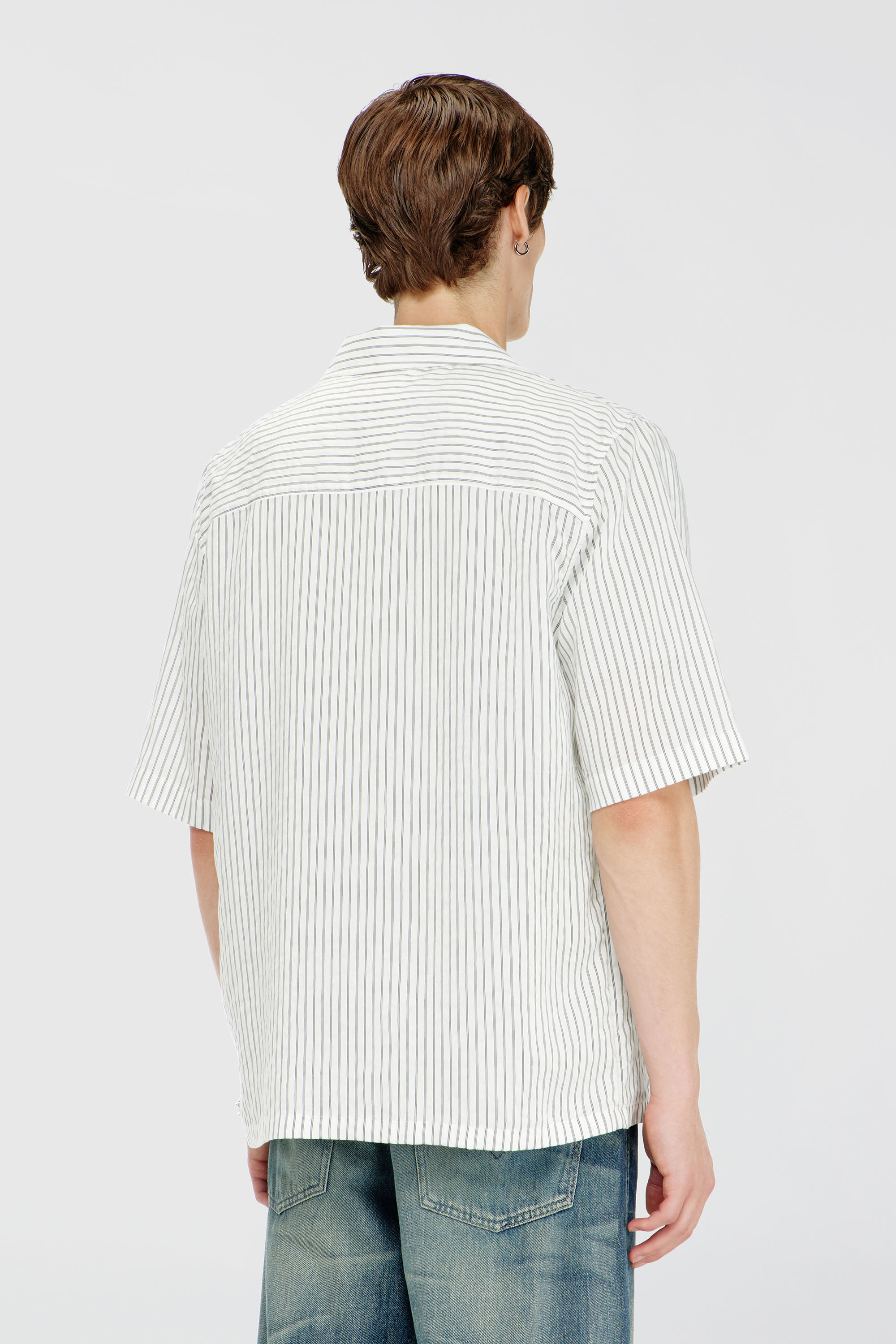 Men's Half-sleeve shirt in pinstripe modal | Multicolor | Diesel TR