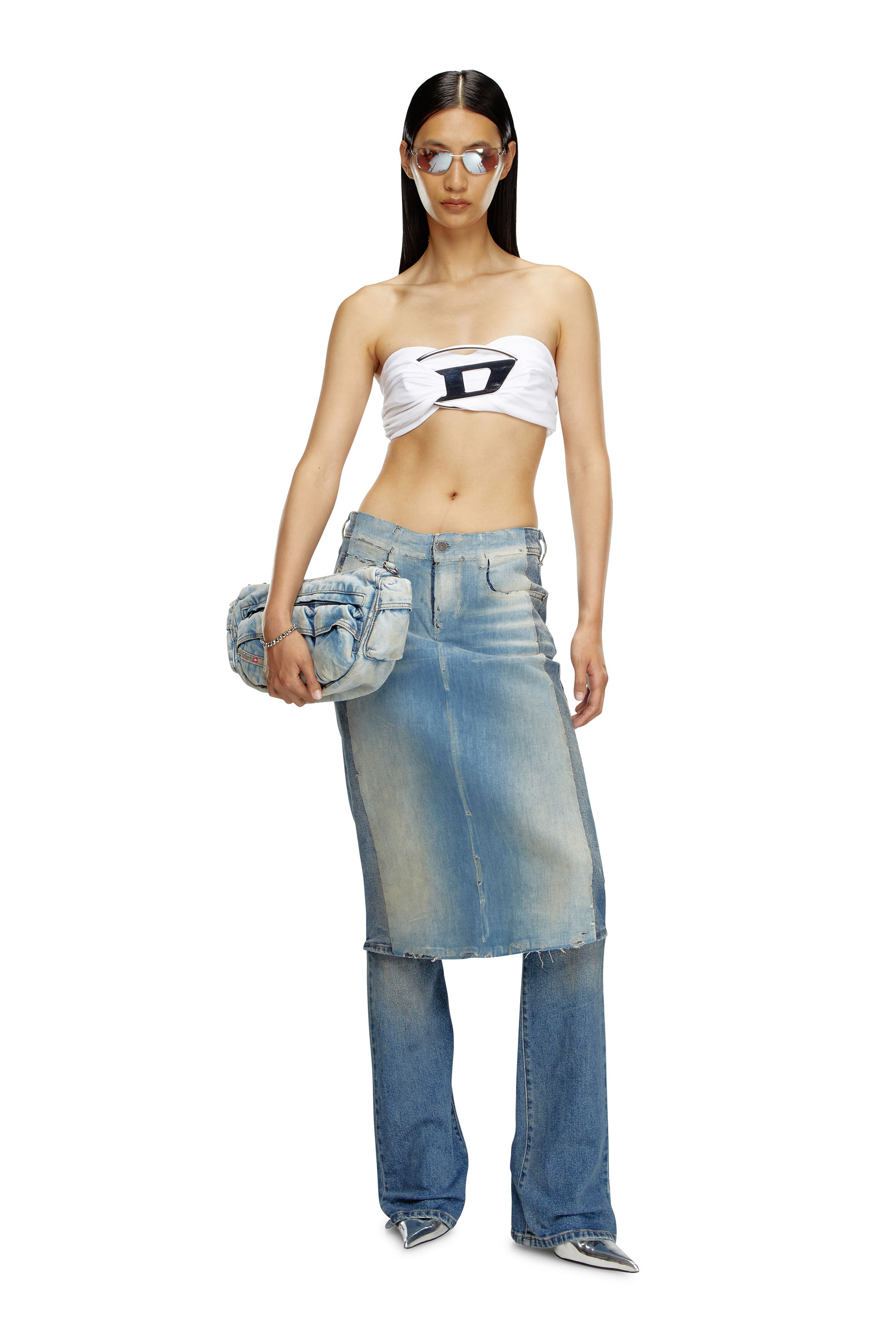 Diesel - T-BENDA, Woman Tube top with giant logo plaque in White - Image 2