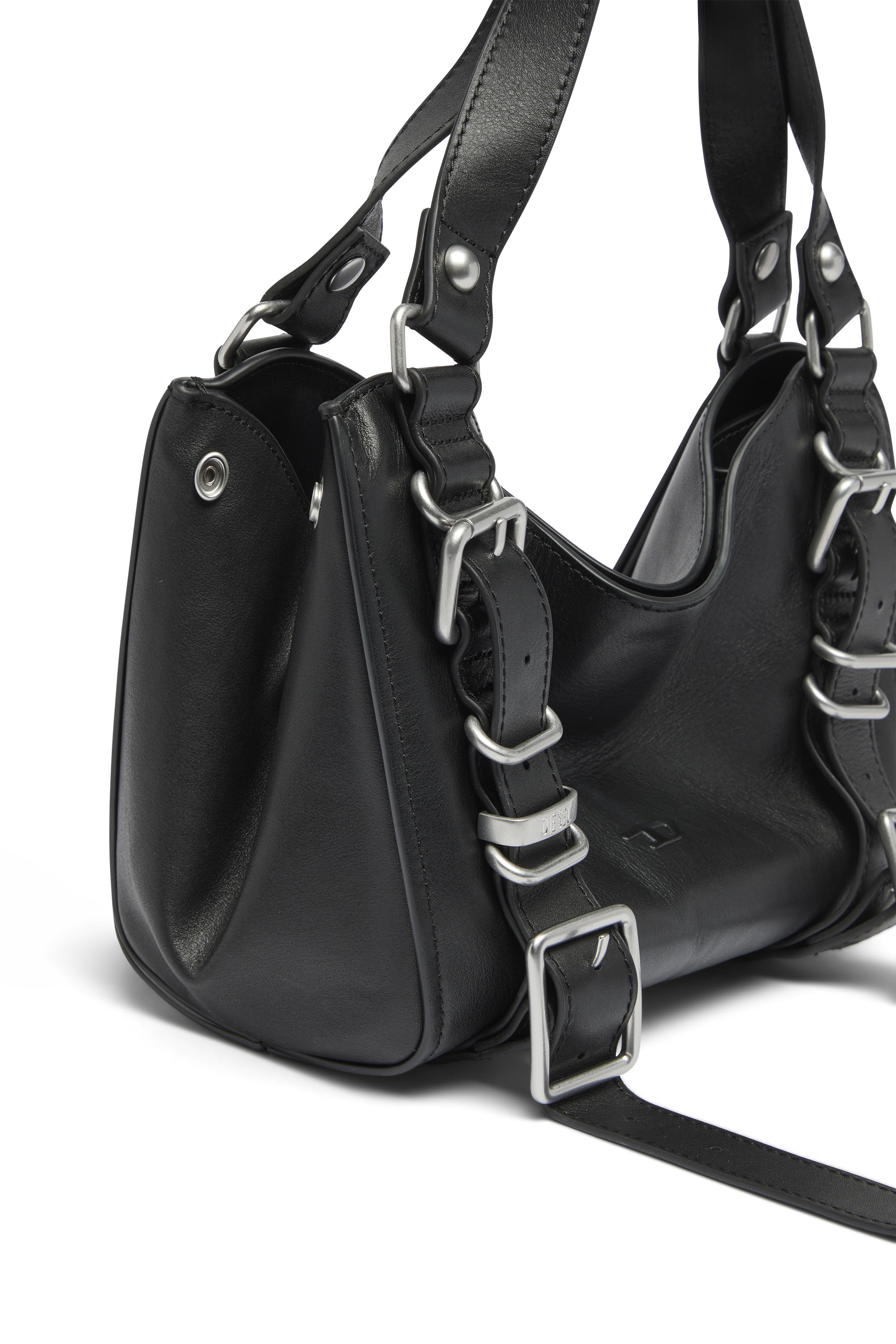 Diesel - D-ONE TOPHANDLE S, Woman's D-One-Small top-handle bag in treated leather in Black - 5