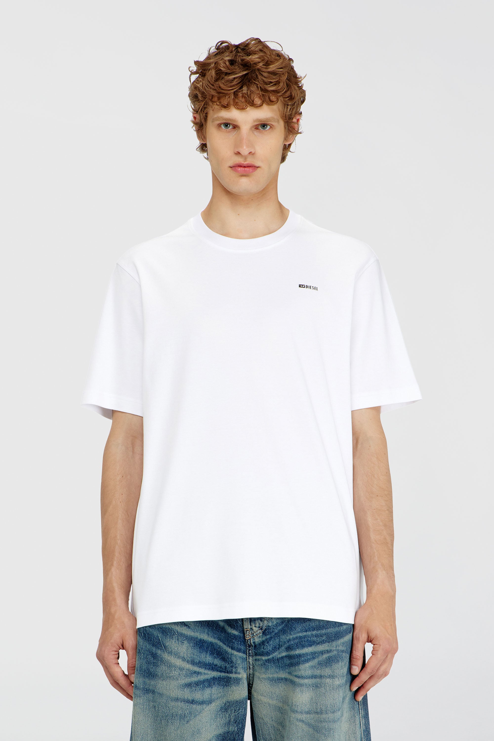 Diesel - T-ADJUST-MET, Man's Cotton T-shirt with small logo on chest in White - 1