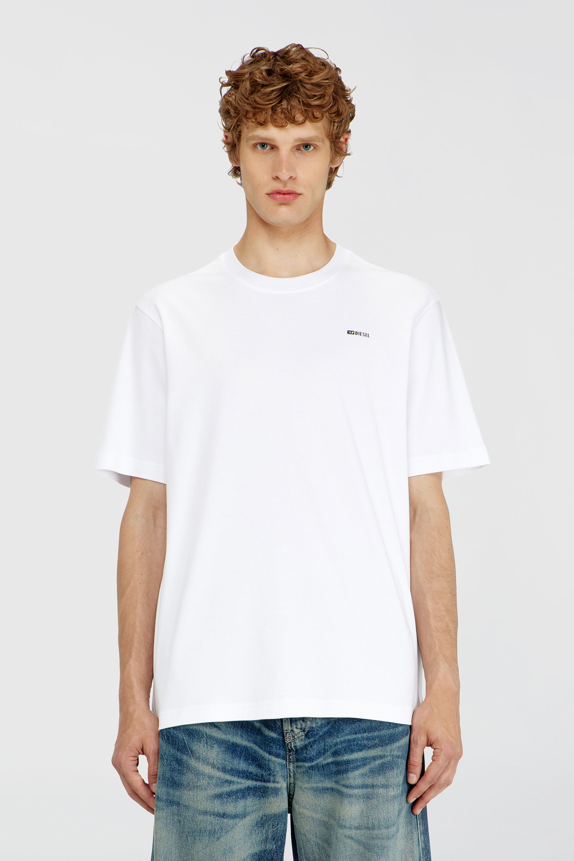 Diesel - T-ADJUST-MET, Man's Cotton T-shirt with small logo on chest in White - 3