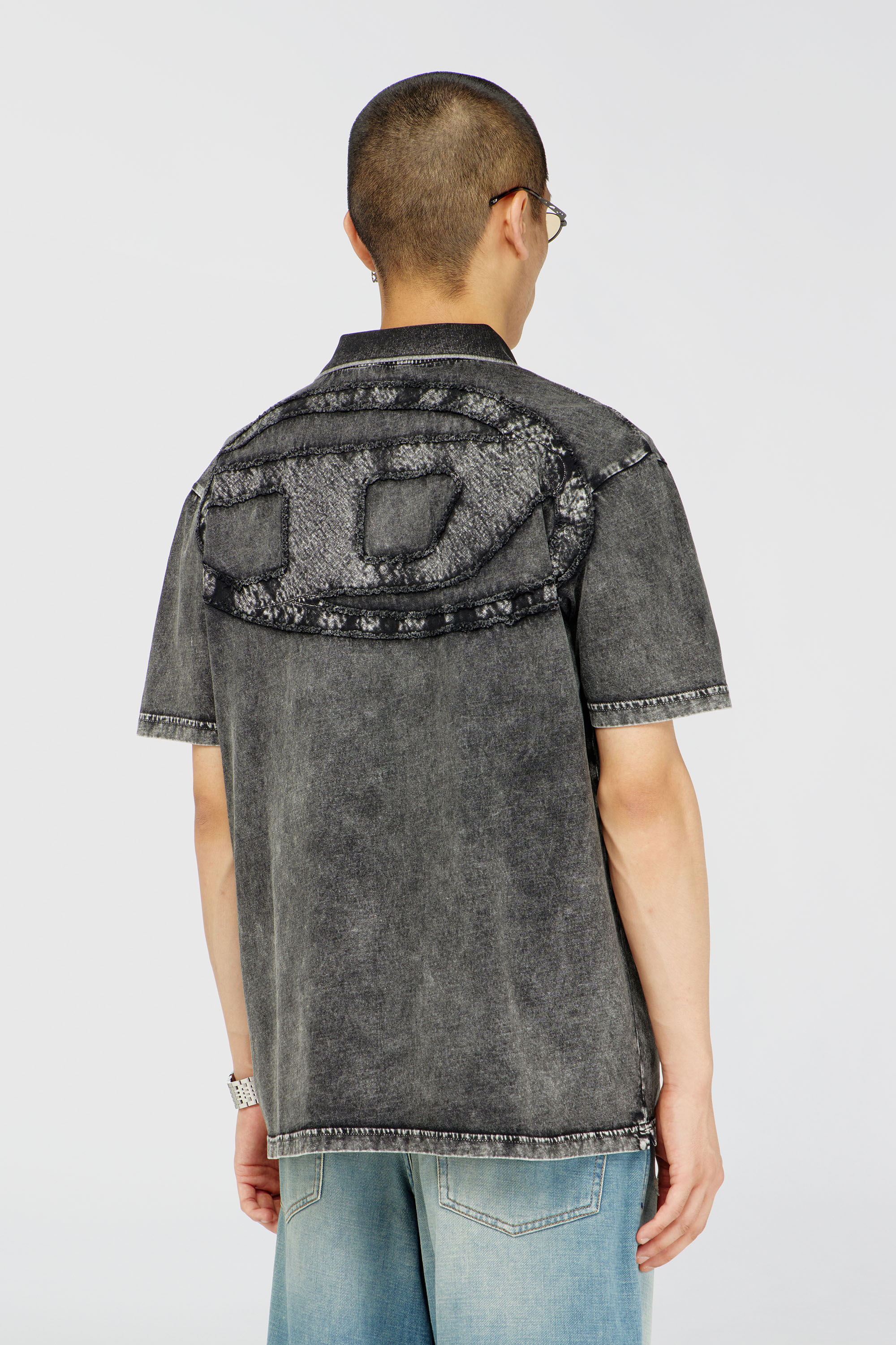 Men's Polo shirt in denim-effect jersey | Grey | Diesel TR