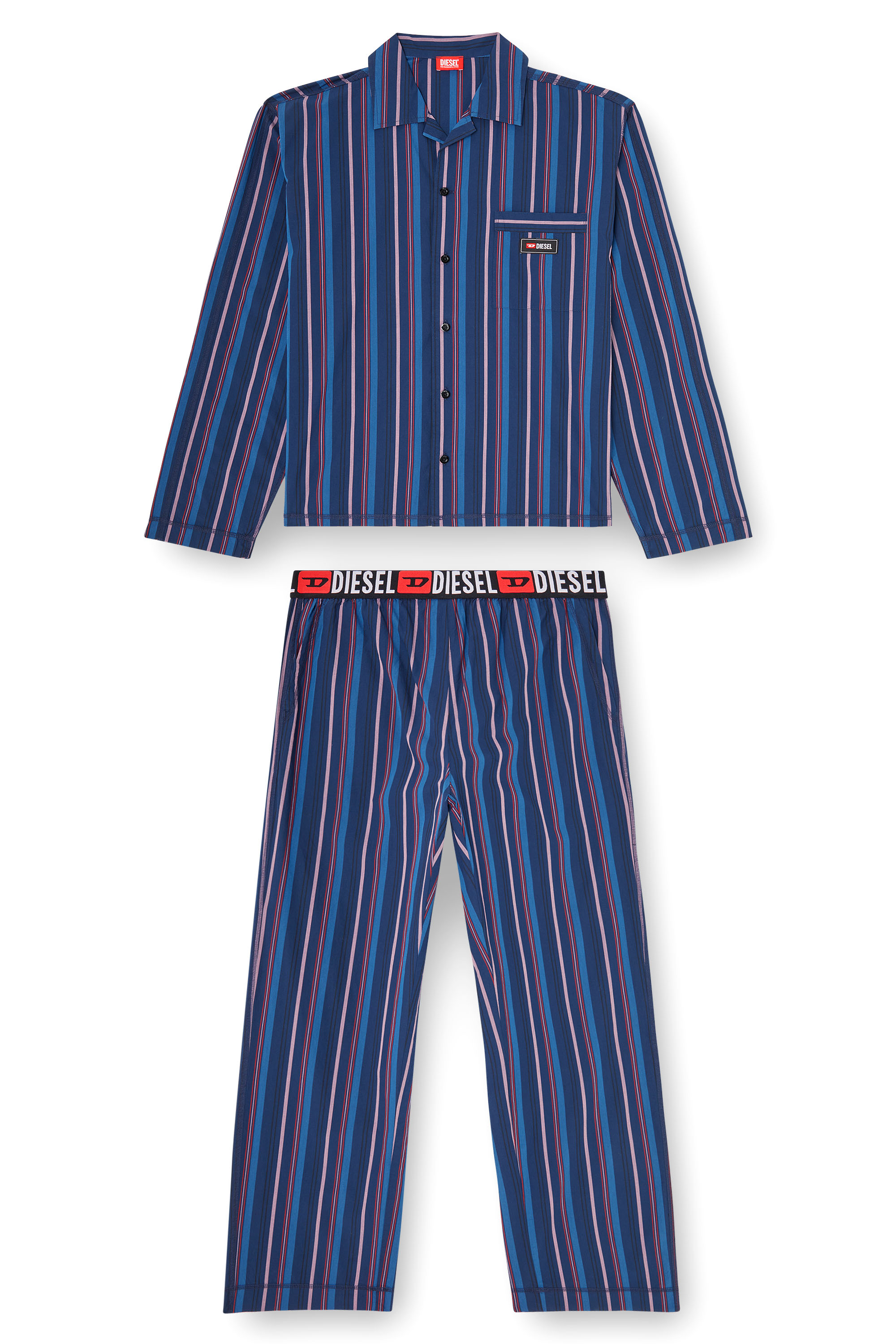 Diesel - SET-PAUL-D-CORE, Man's Cotton pajama set with stripes in Blue - 2