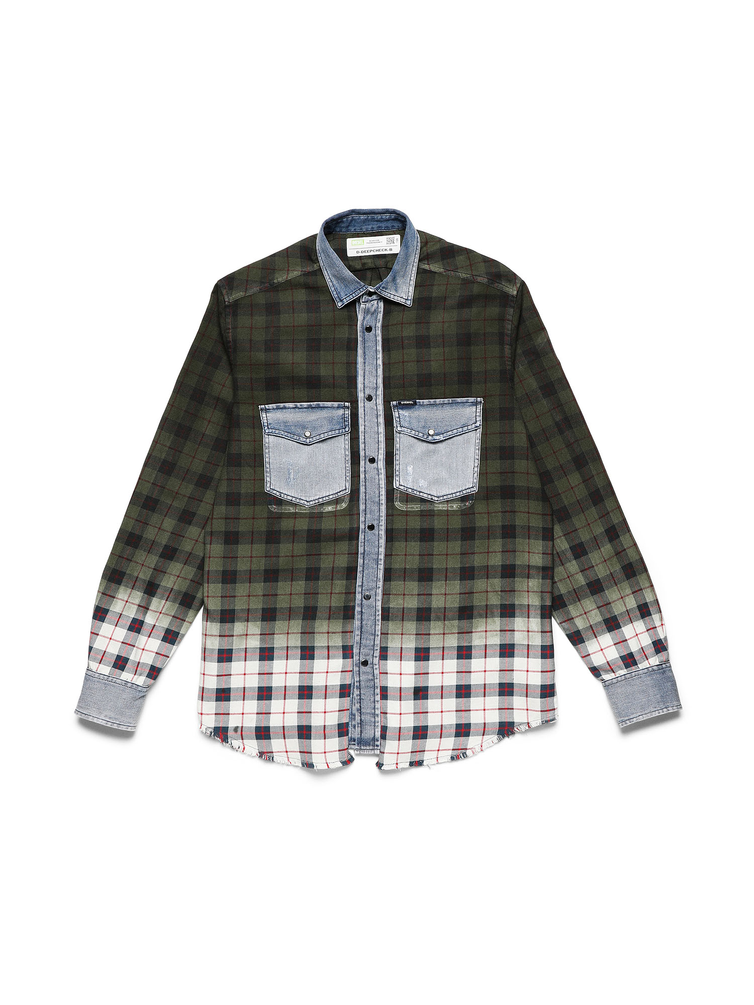 D-DEEPCHECK-B, Green Diesel - D-DEEPCHECK-B, Green - Denim Shirts - Image 1