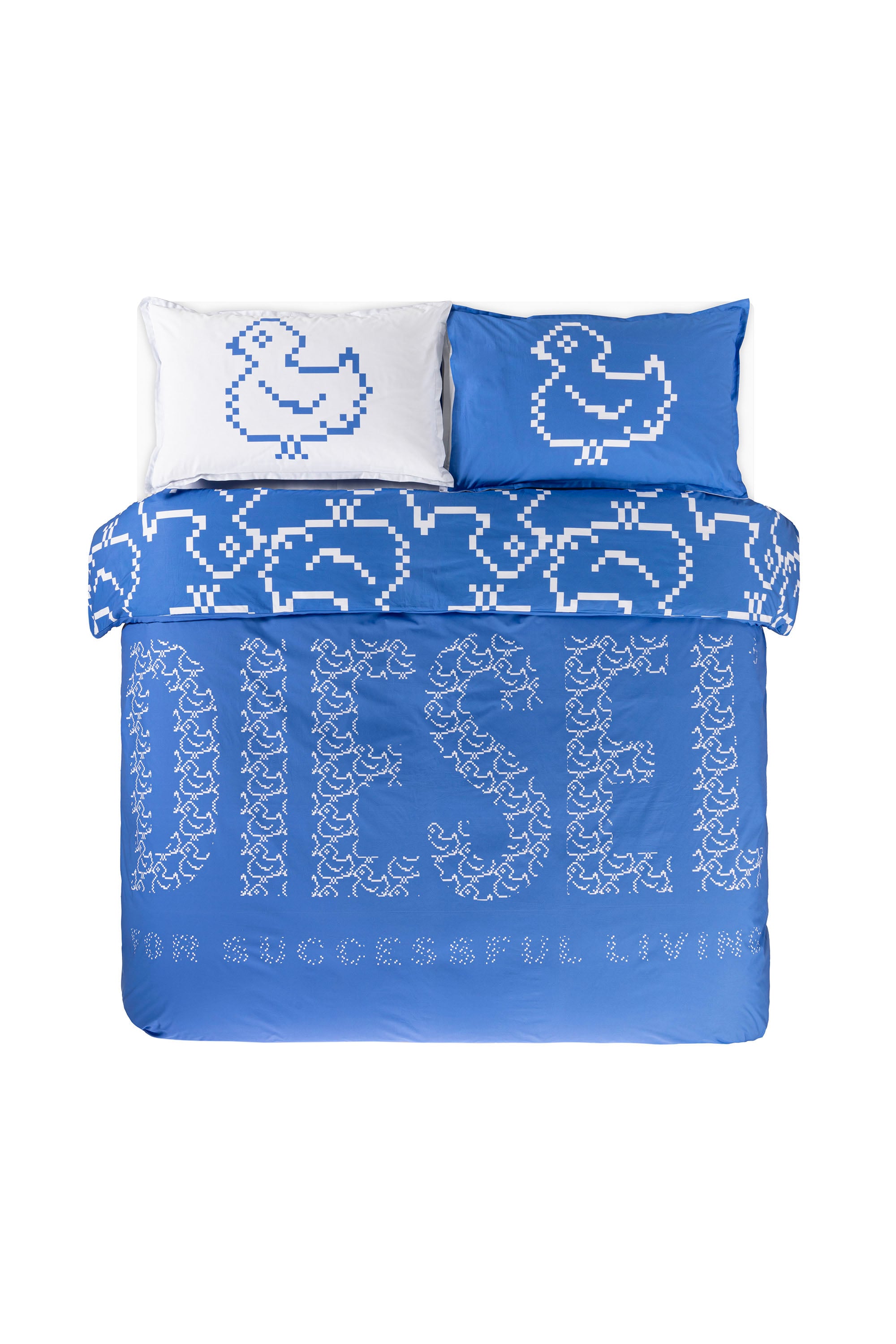 Diesel - 1018141  PIXEL DUCKS BLUE PERCALE DUVET, Unisex's Percale duvet cover set for queen size bed in Blue - 1