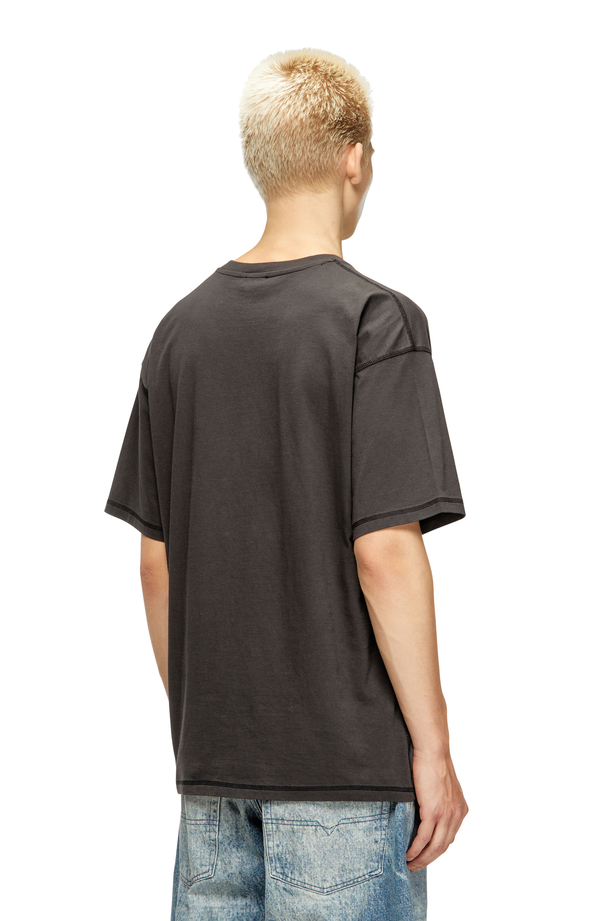 Diesel - T-LEONARD-IHBJ, Man's T-shirt with graffiti print in Dark grey - 3