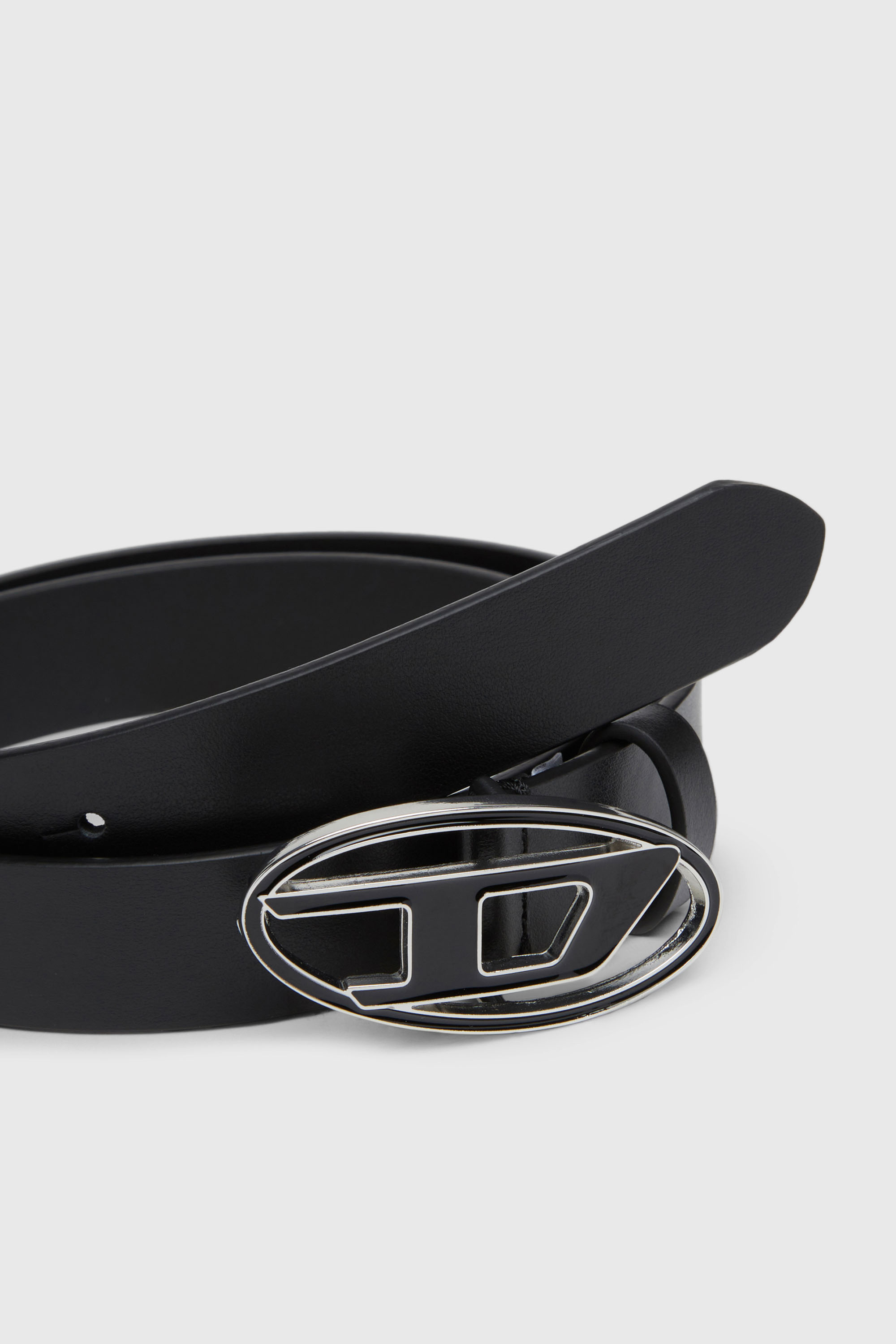 Women's 2.4cm leather belt with enamelled Oval D buckle | Black