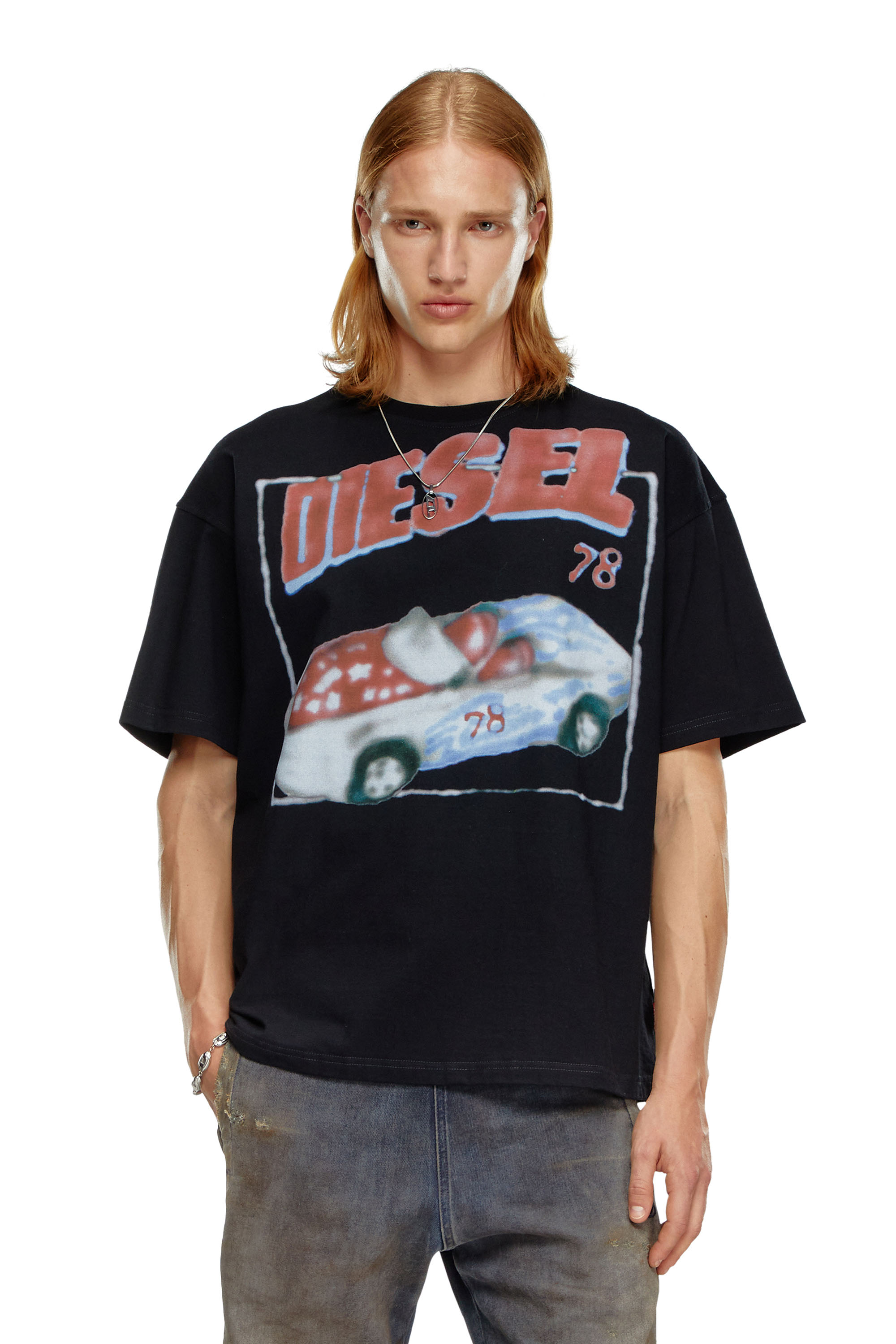 Diesel - T-BOXT-Q17, Man's T-shirt with car print in Black - 1