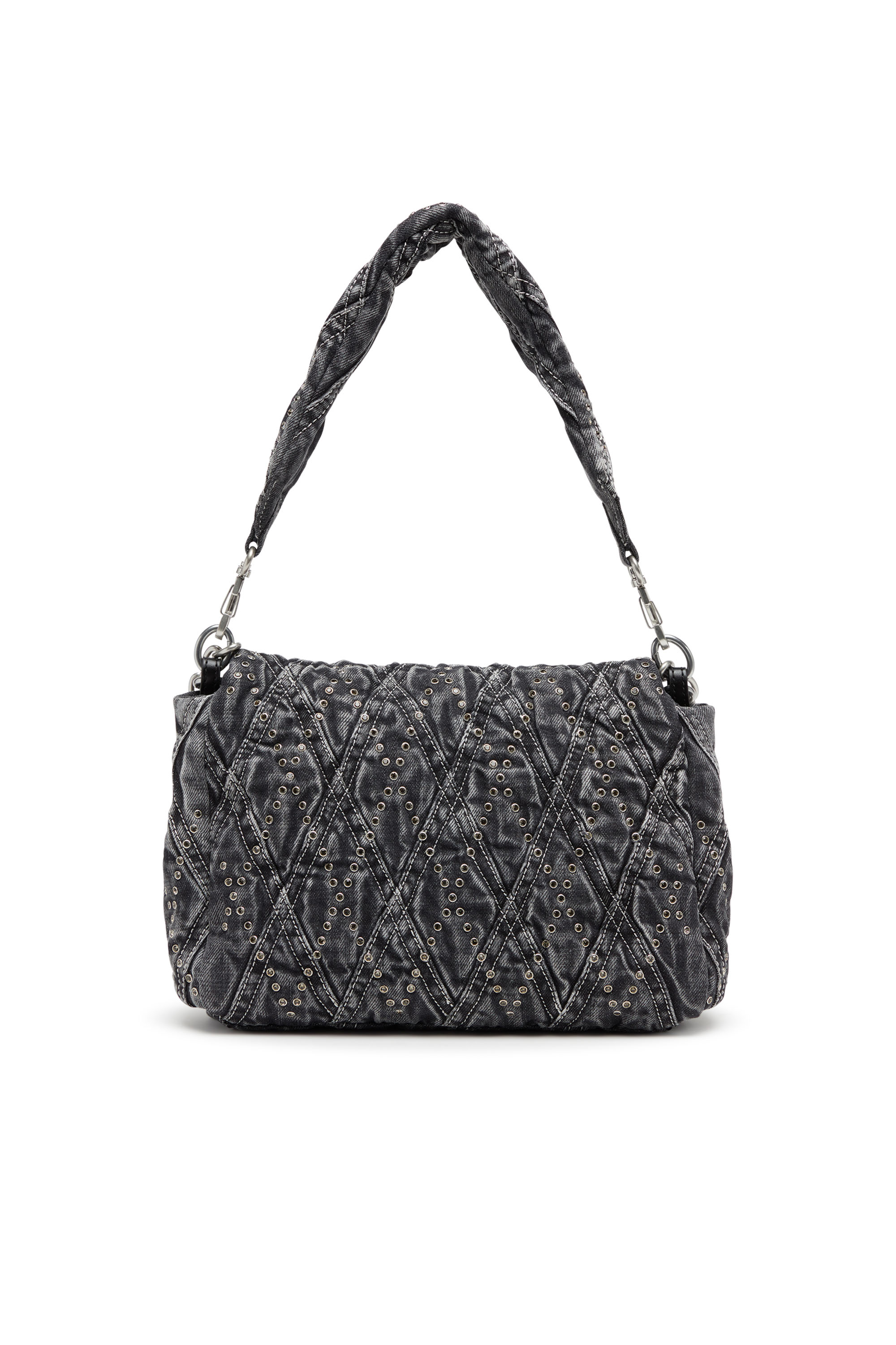 Women's Charm-D Shoulder M Shoulder Bag - Bejewelled denim