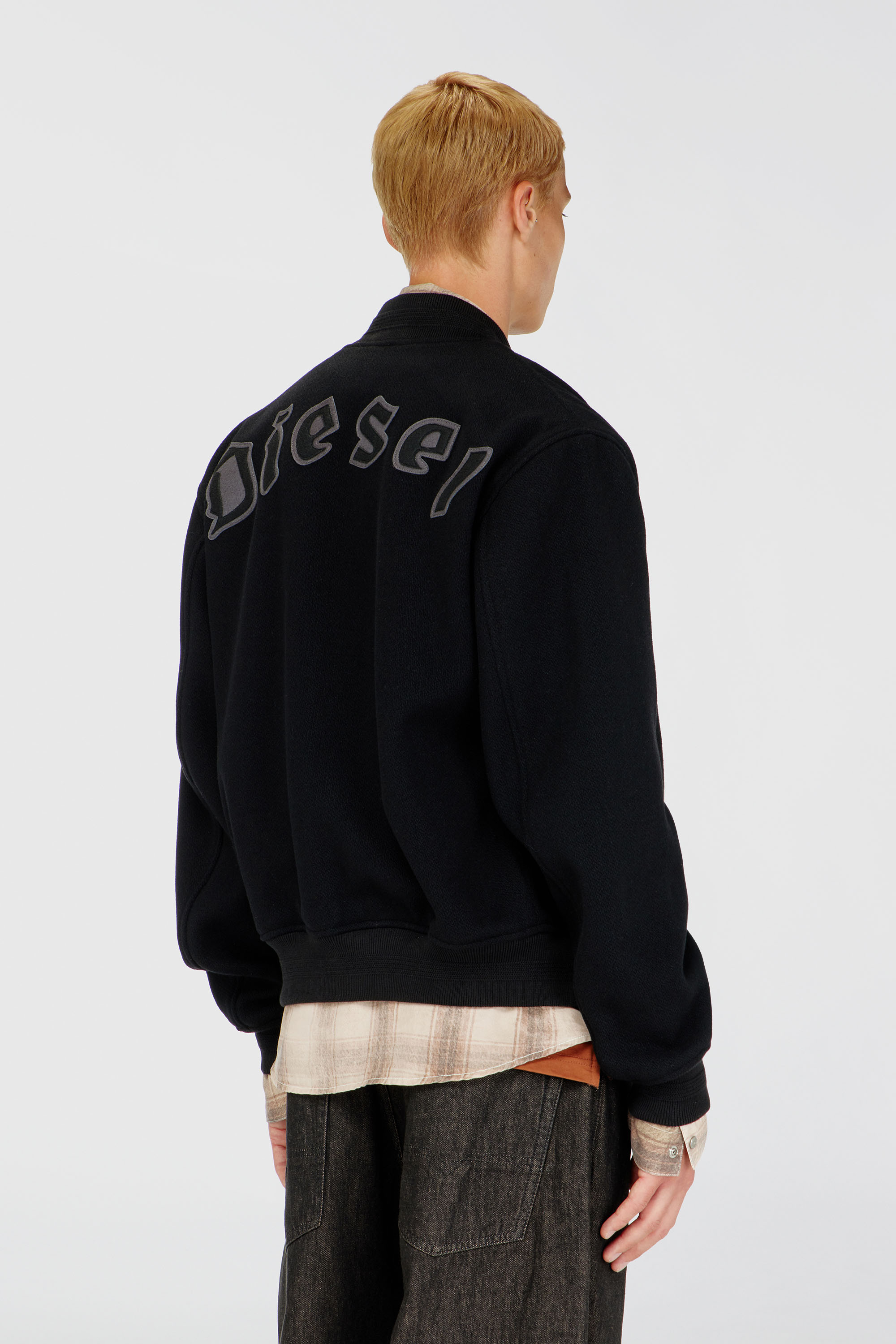 Diesel - J-ARRY-WRD, Man's Bomber jacket in felted wool blend in Black - 4