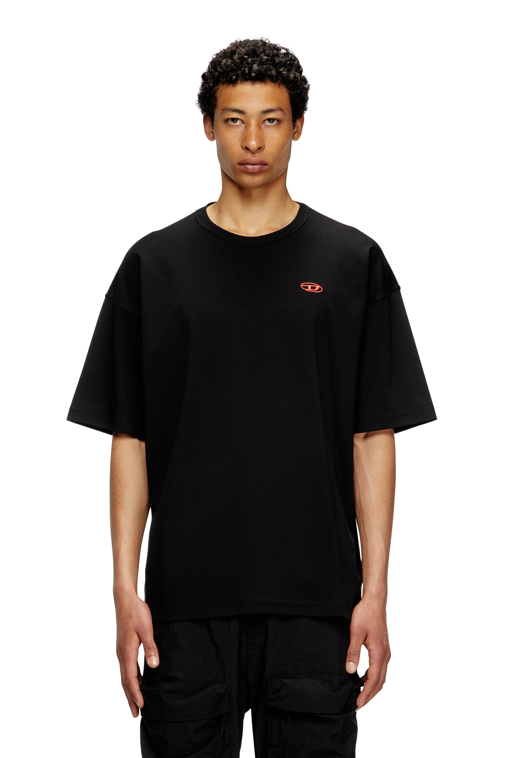 Diesel - T-BOXT-T6, Man's T-shirt with red Oval D in Black - 3