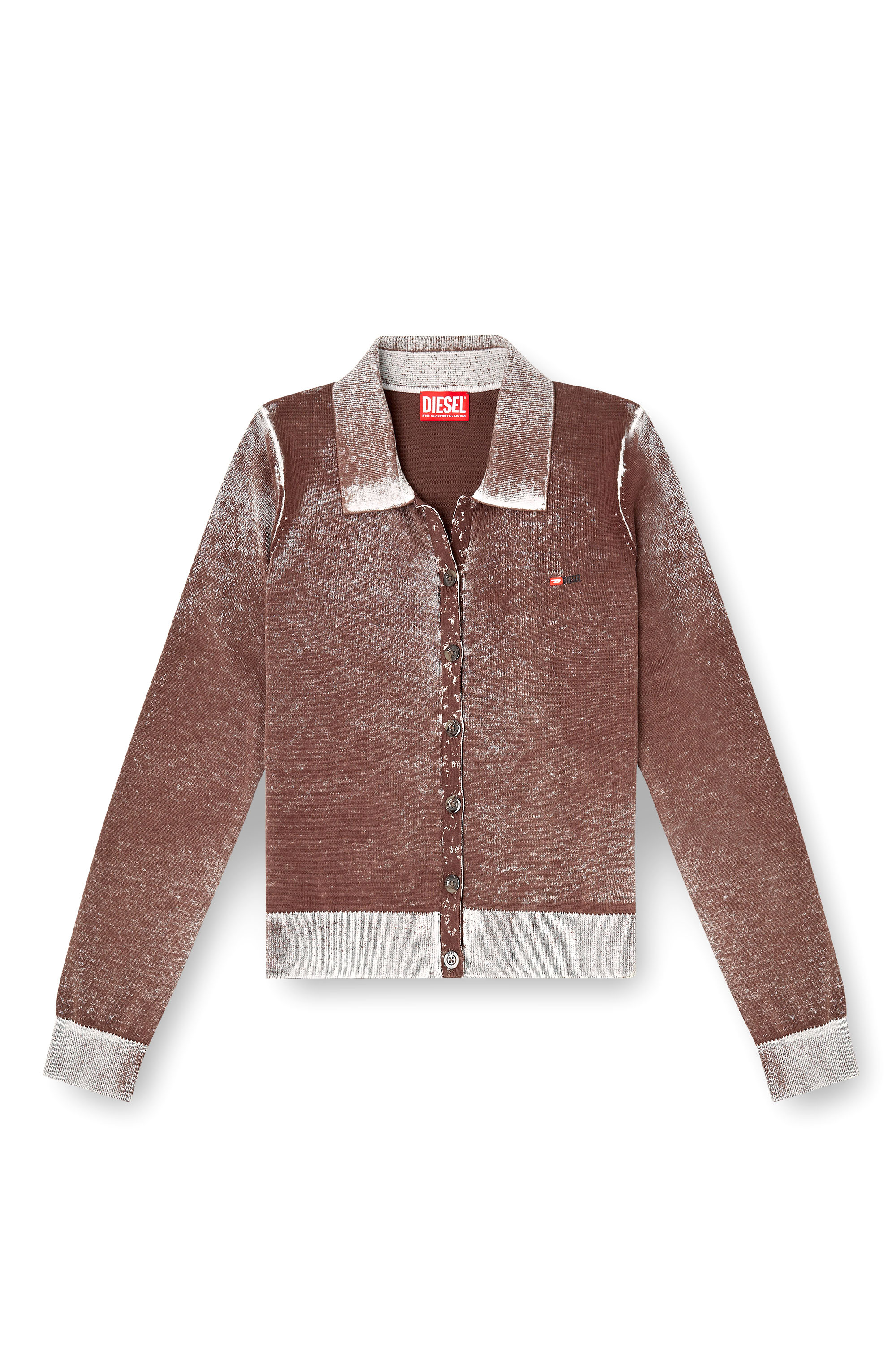 Diesel - M-LOREN, Woman's Cardigan with faded reverse print in Brown - 3