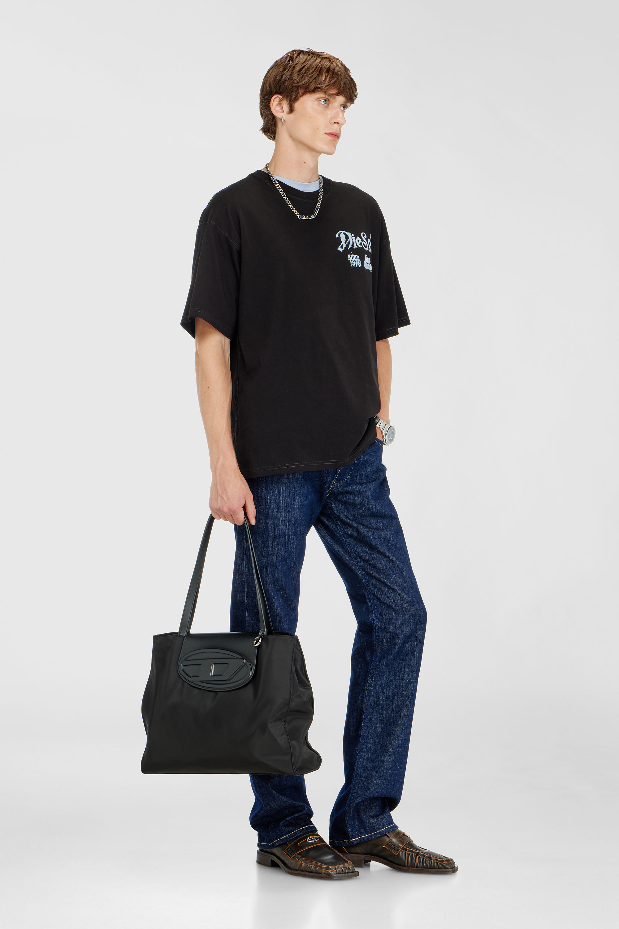 Diesel - T-BOXT-AA2, Man's Cotton T-shirt with flock graphic in Black - 2