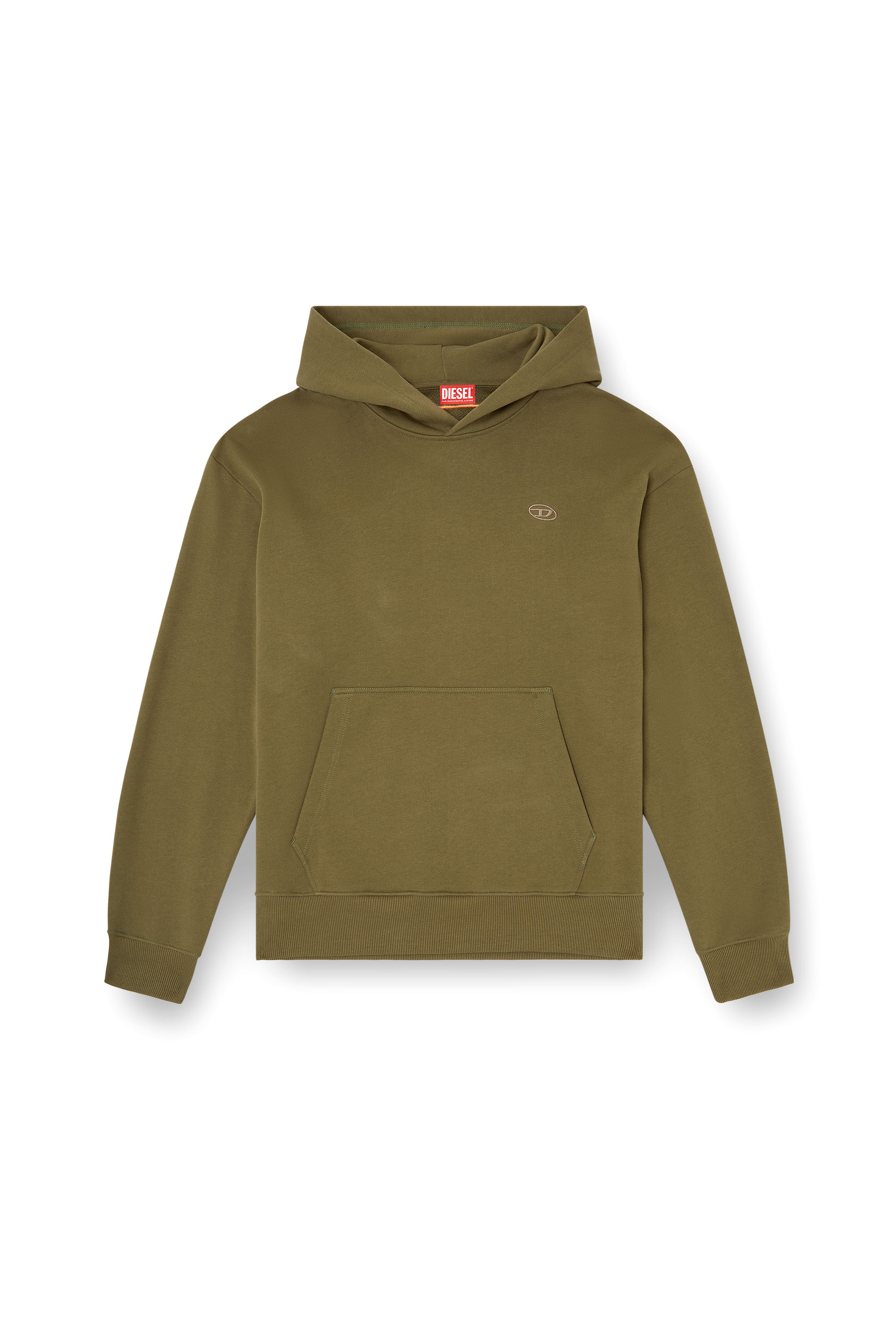 Diesel - S-MACS-HOOD-MEGOVAL-D, Man's Hoodie with logo embroidery in Military Green - 2