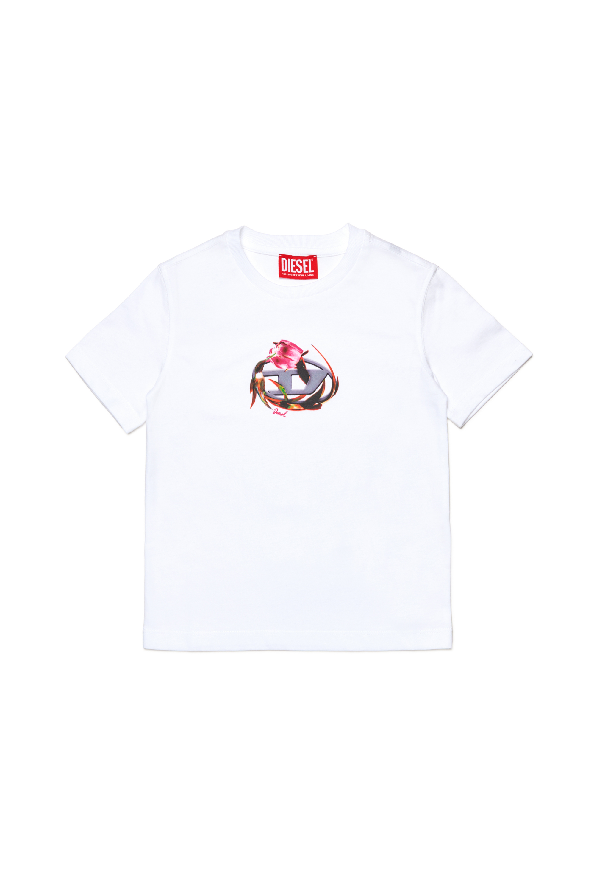 Diesel - TREGL5, Woman's T-shirt with flower Oval D logo in White - 1