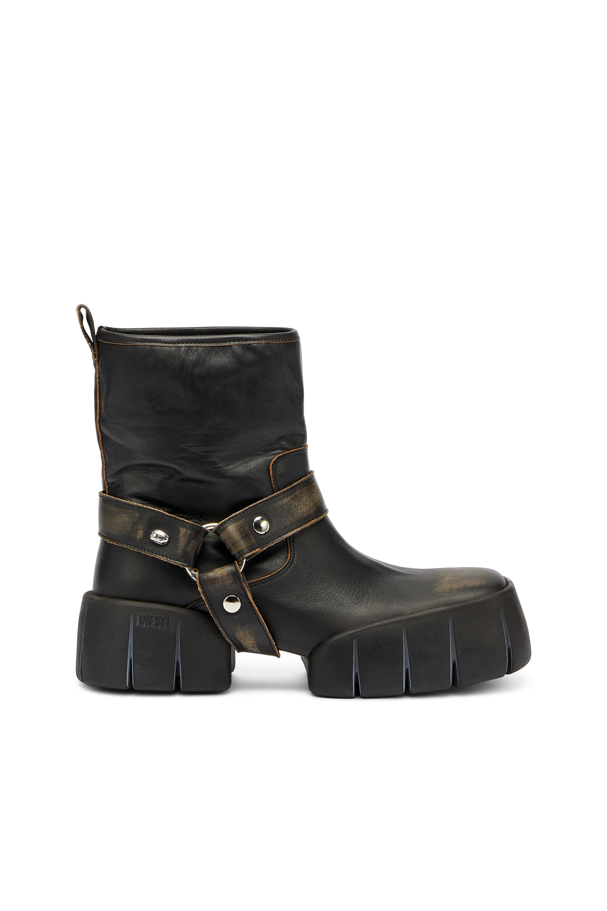 Diesel - D-TEX TU, Man's D-Tex - Biker boots in distressed leather in null - 1