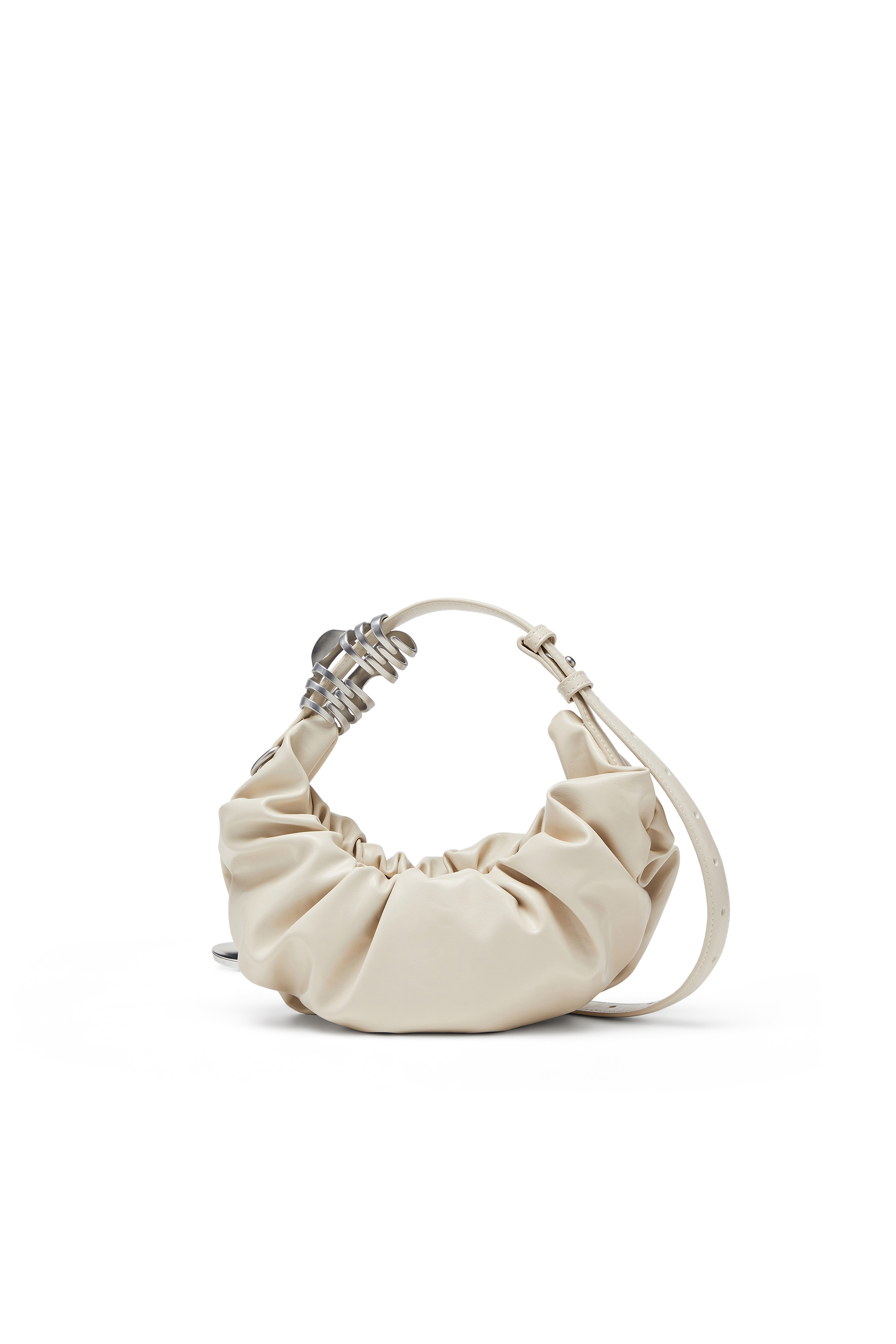 Diesel - GRAB-D HOBO S, Woman's Grab-D-Small scruched hobo bag in White - 2