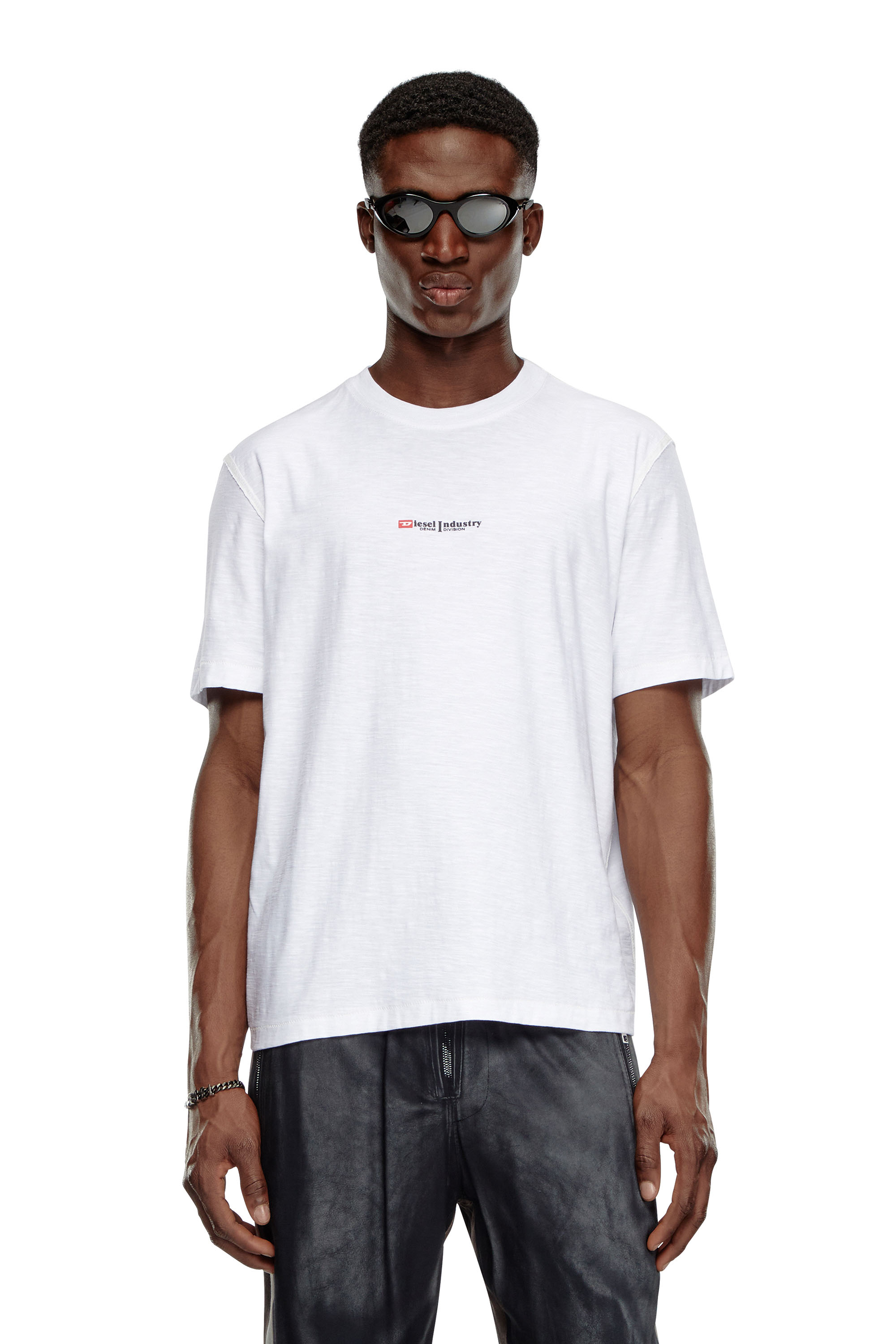 Men's Slub jersey T-shirt with Diesel print | White | Diesel