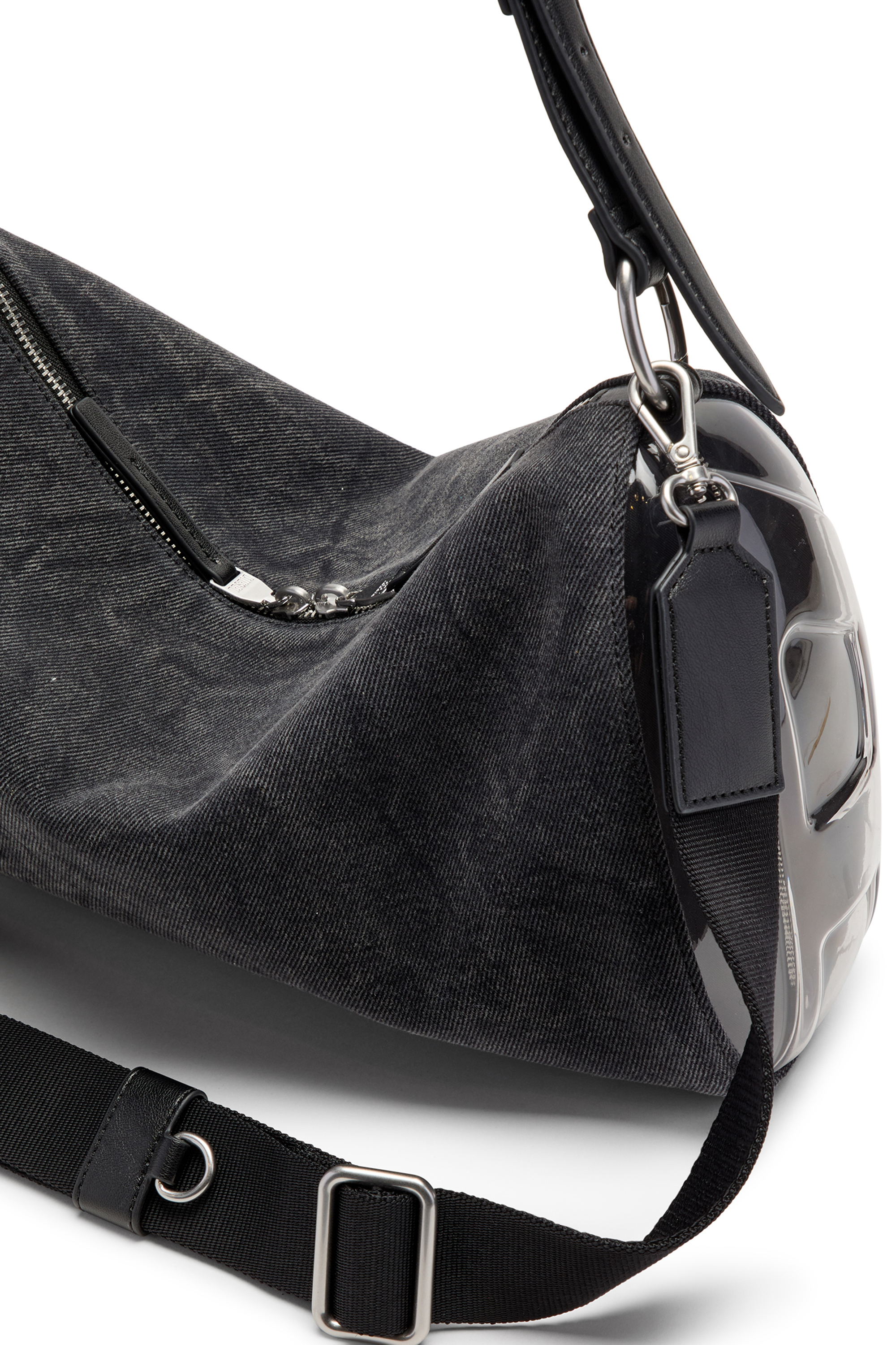 Diesel - LOAD-D SHOULDER BAG X, Unisex's Load-D-Shoulder bag with transparent Oval D sides in Black - 3