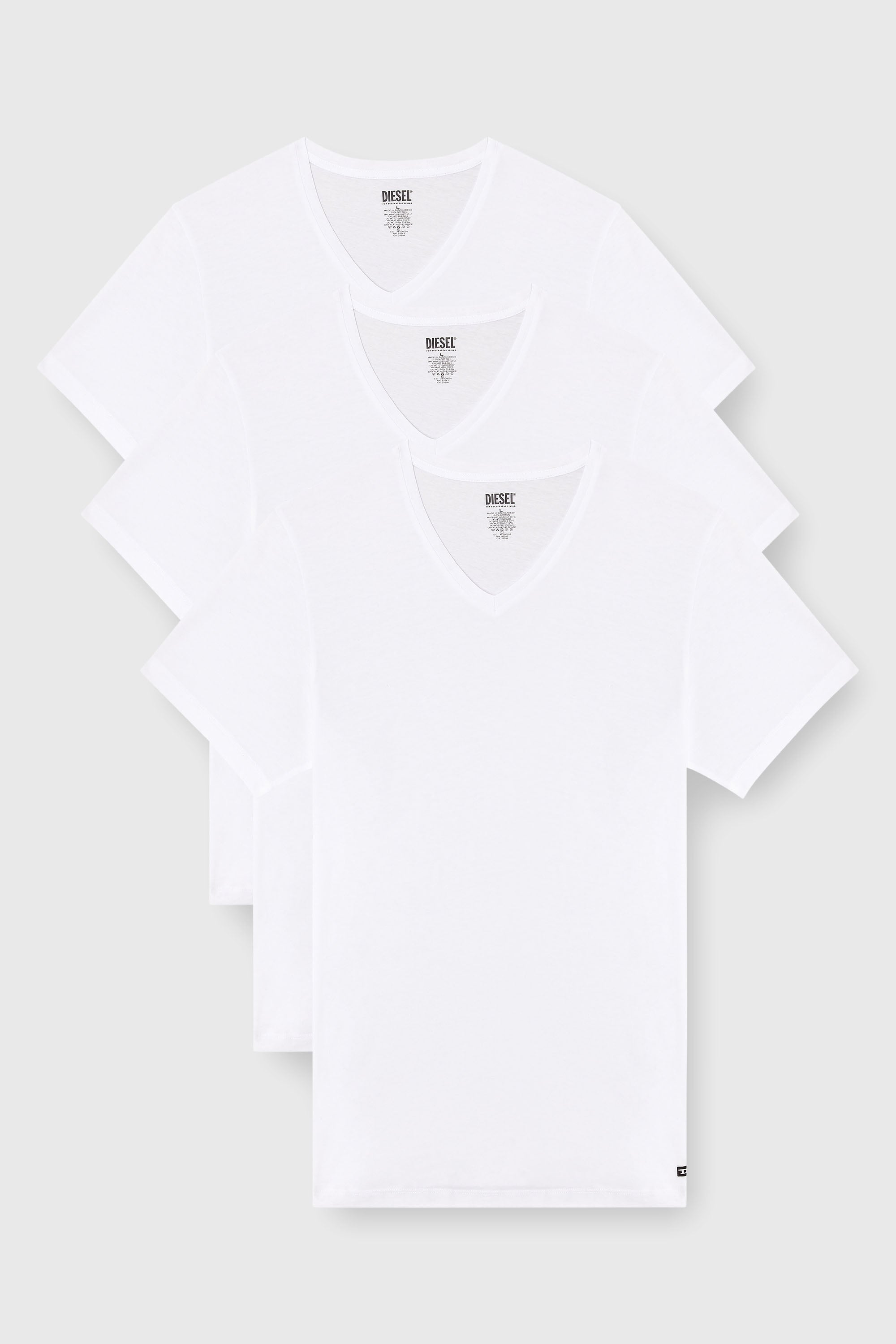 Diesel - MICHAEL-D-BOX-3PACK, Man's Three-pack of V-neck T-shirts in White - 2