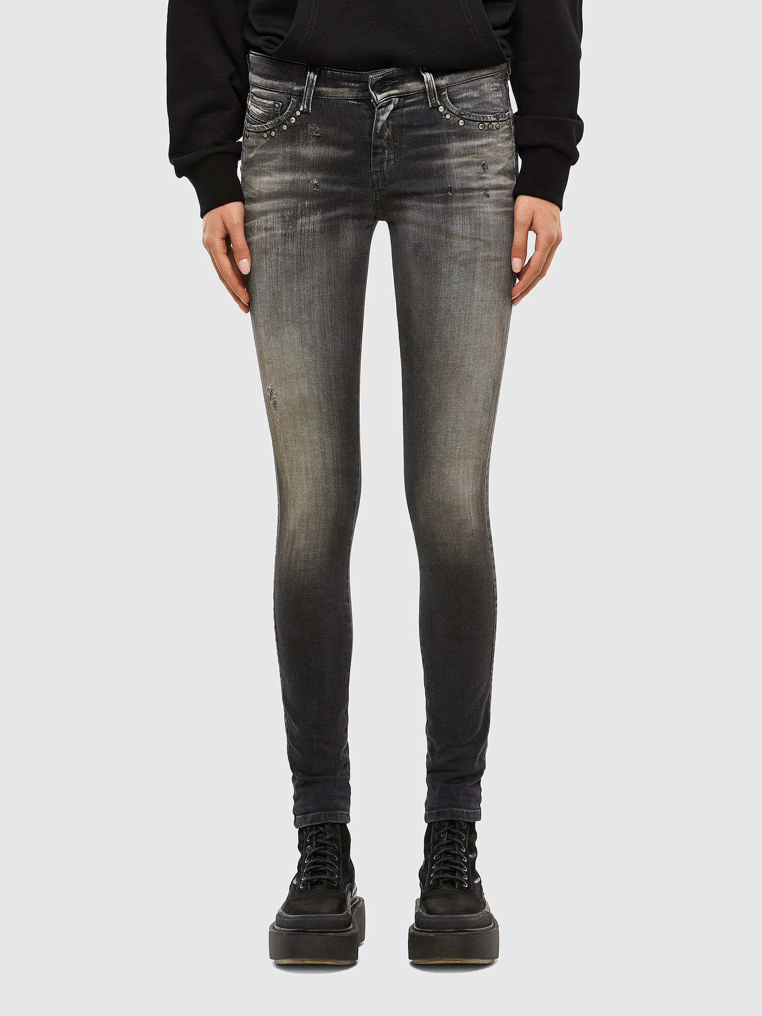 Slandy 069QR, Black/Dark grey Diesel - Slandy 069QR, Black/Dark grey - Jeans - Image 1