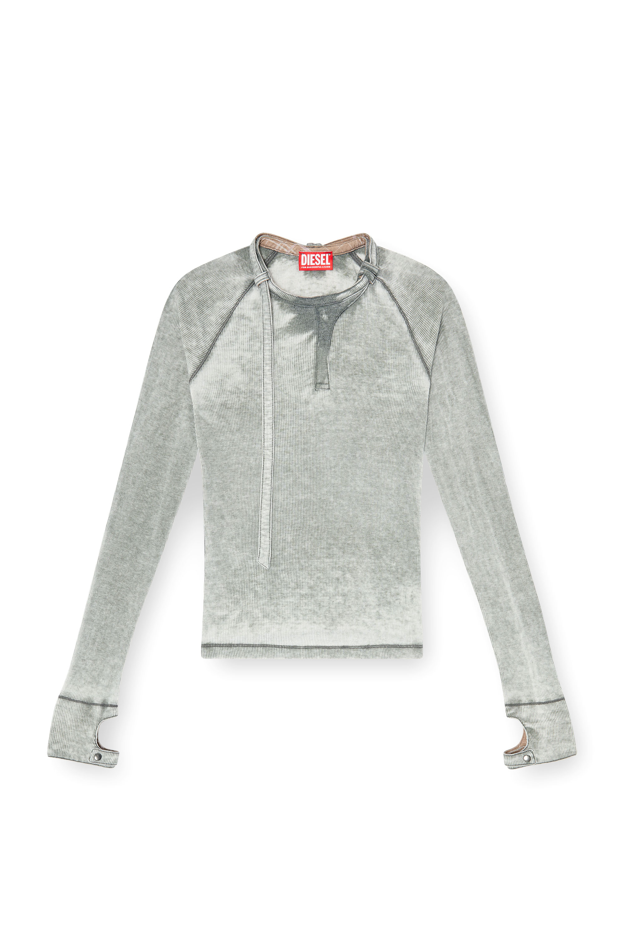 Diesel - T-ECLA, Woman's Rib-jersey top with biker neck strap in null - 3