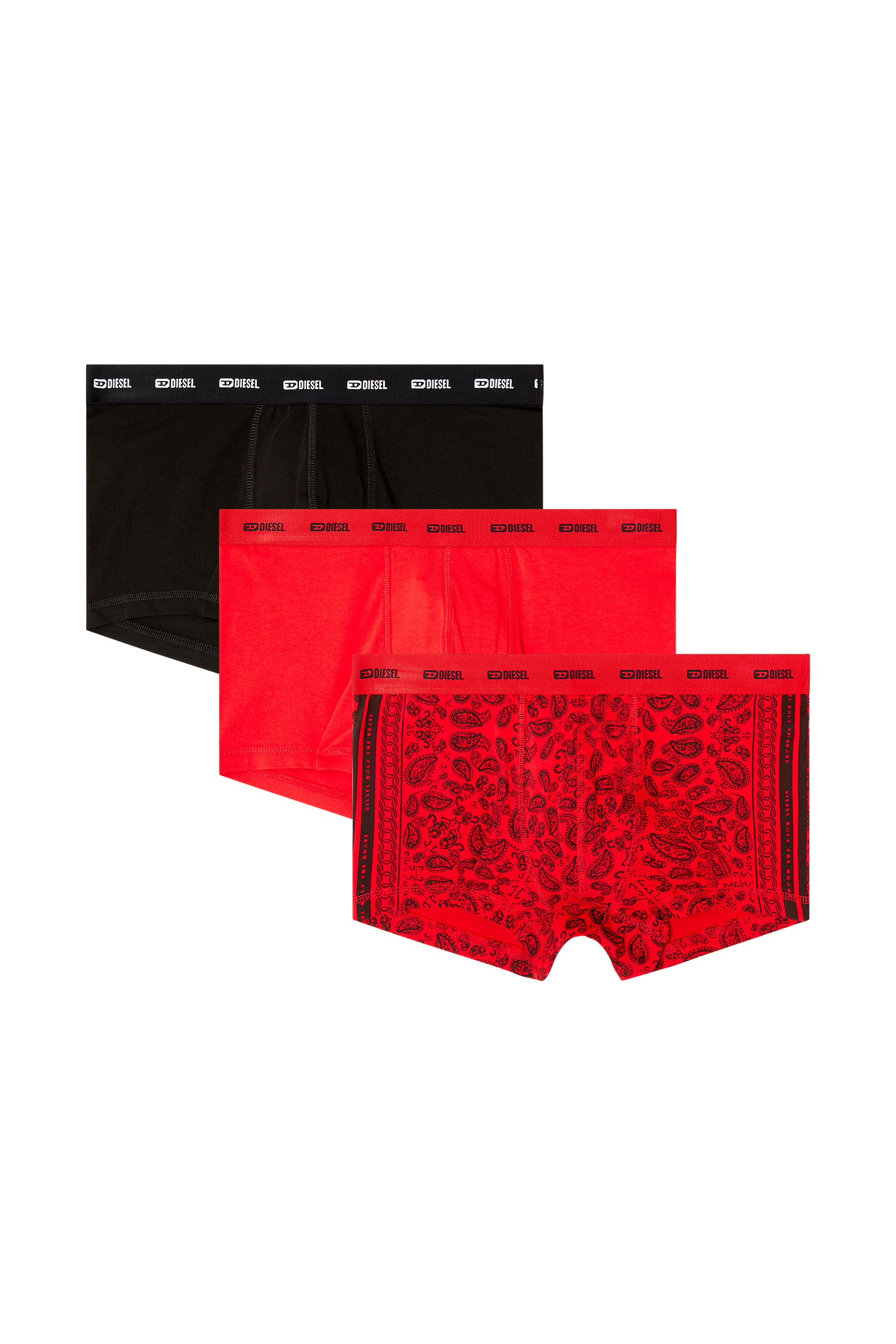 Diesel - DAMIEN-GFT-UTLT-3PACK, Man's 3-pack stretch cotton boxers in Red/White - 2