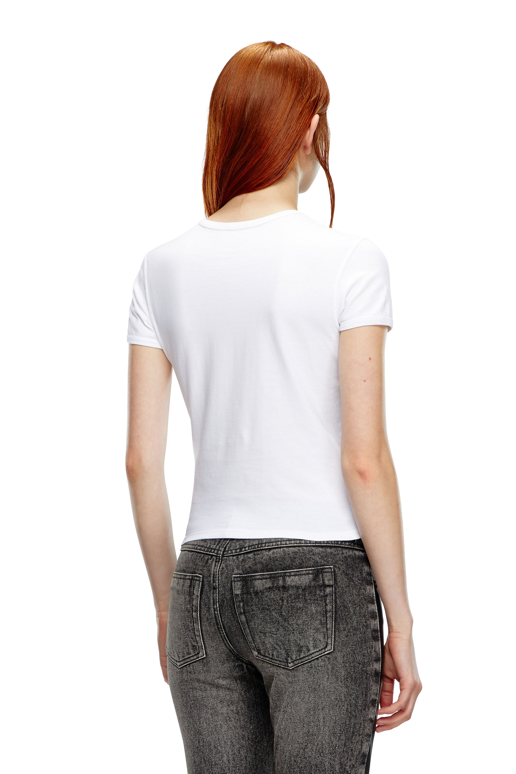 Diesel - T-UNCUTIE-LONG-OD, Woman T-shirt with injection-moulded Oval D in White - Image 4