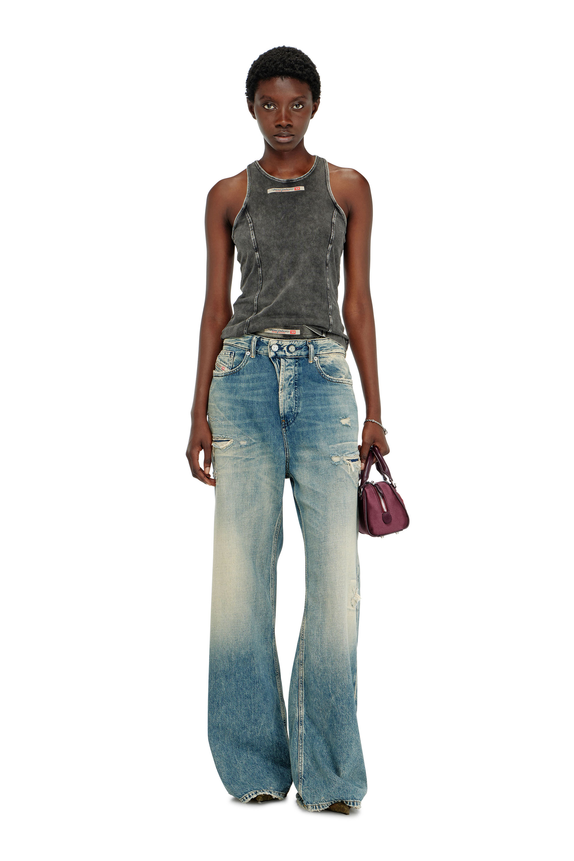 Diesel - IRENE-DNM, Woman's Cotton tank top with treated effect in null - 4