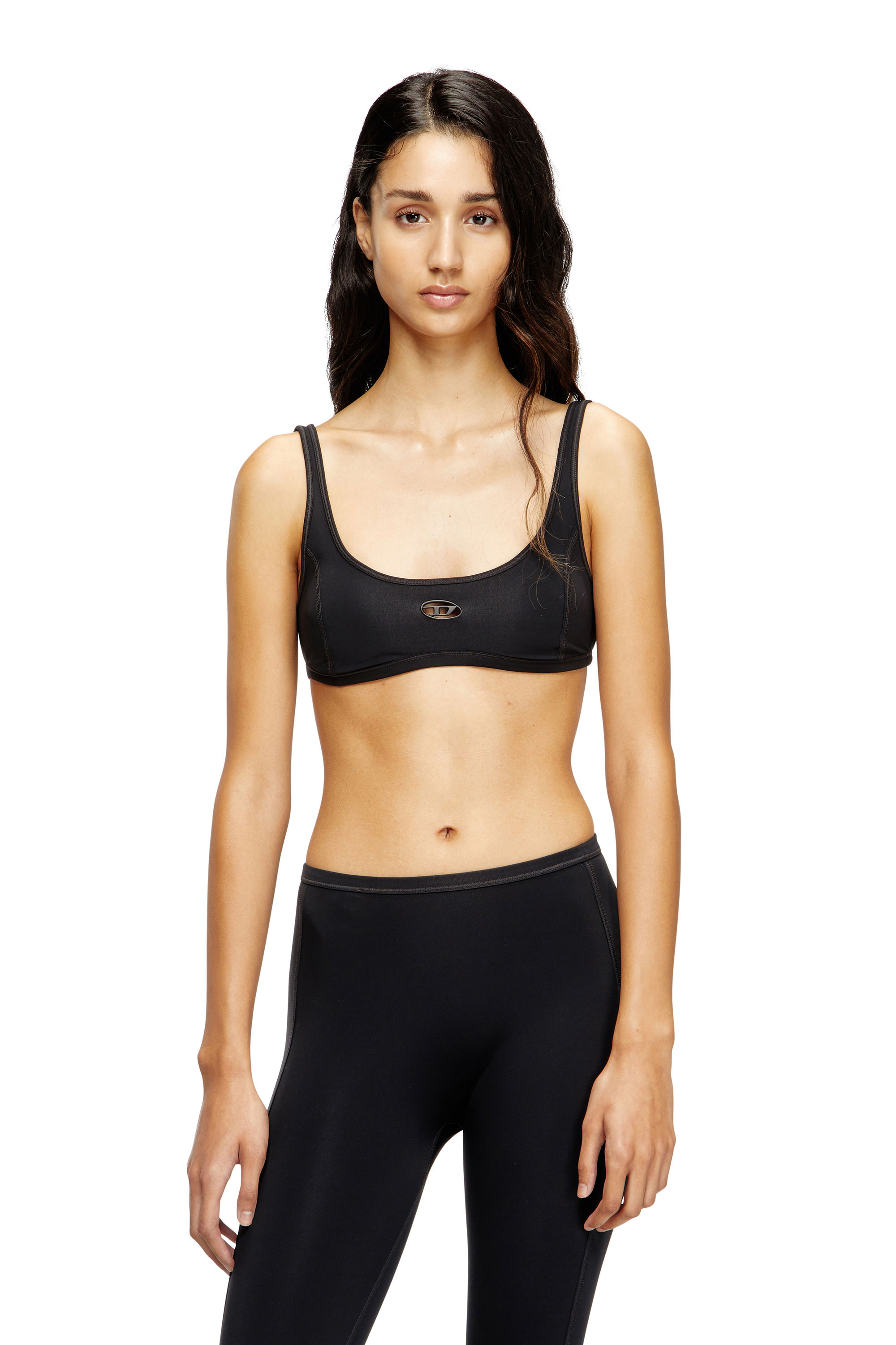Diesel - CHELSEA-UTLT, Woman's Sports bra with cut-out logo in Black - 2