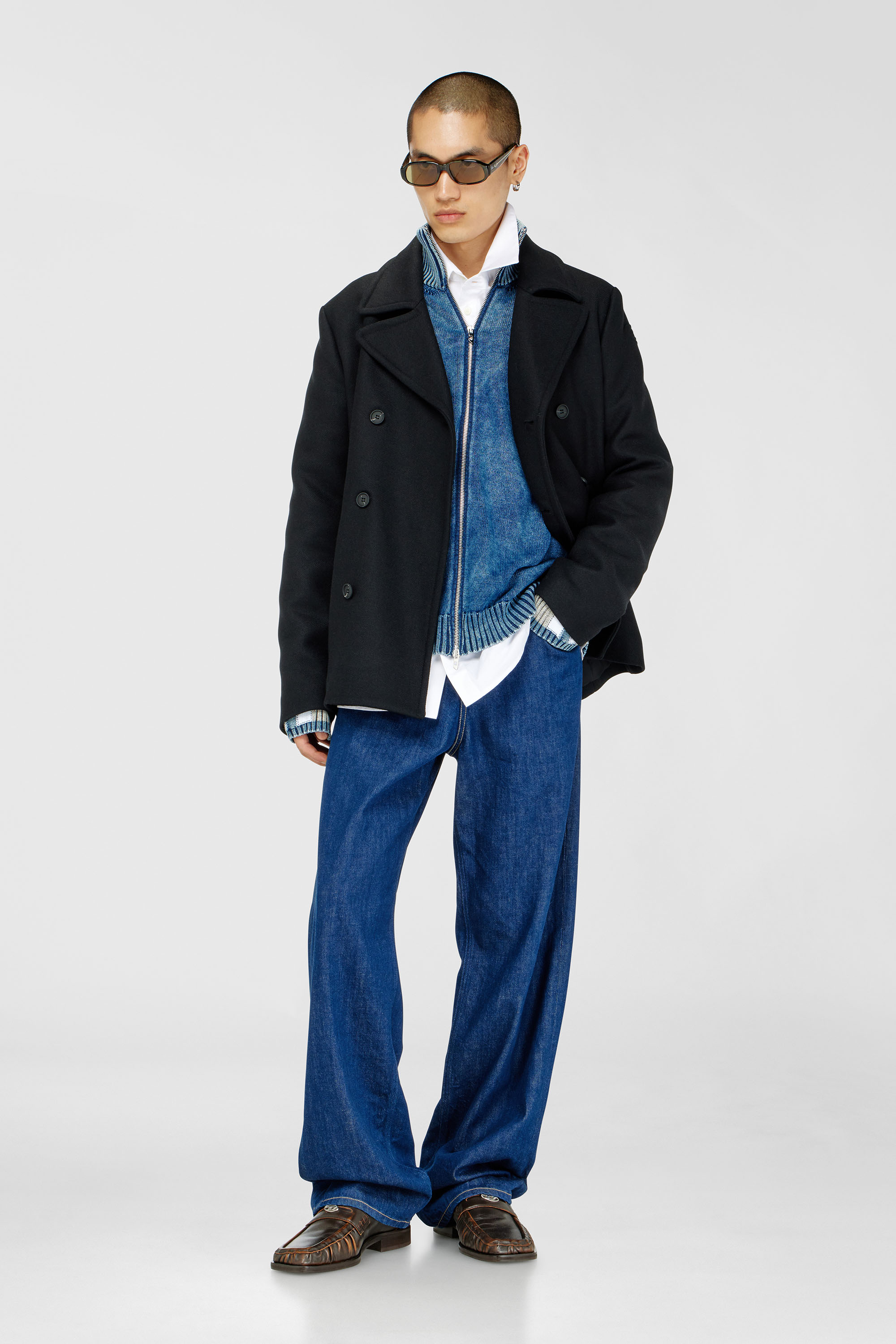 Men's Peacoat in felted wool blend | Black | Diesel TR