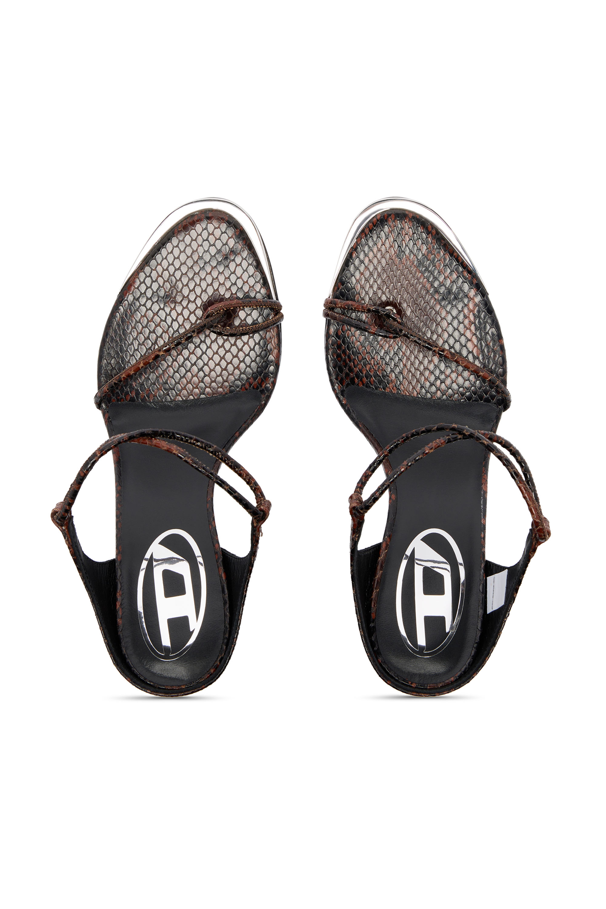 Diesel - D-DIAM'S INFRA LACE 90, Woman's D-Diam's-Thin cord sandal in croc-effect leather in Brown - 4