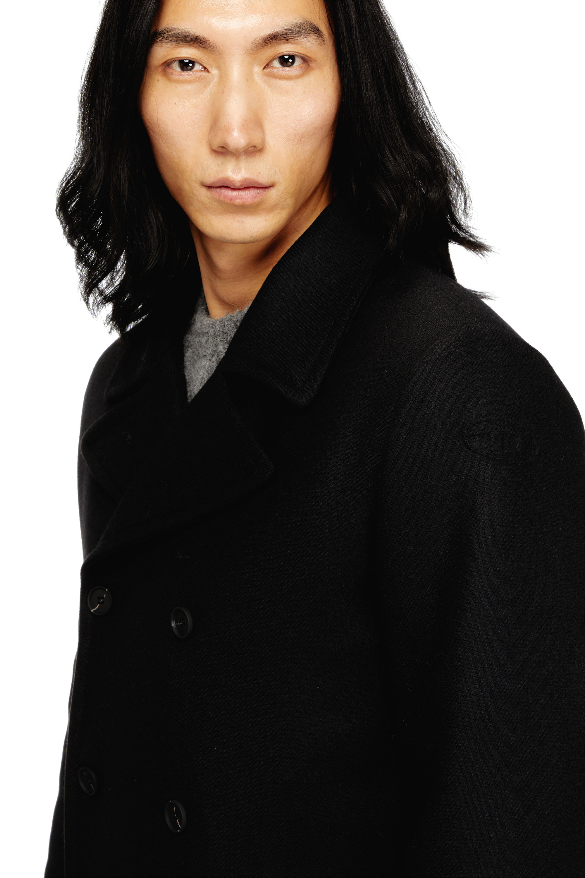 Diesel - W-HALEY-WRD, Man's Peacoat in felted wool blend in Black - 4