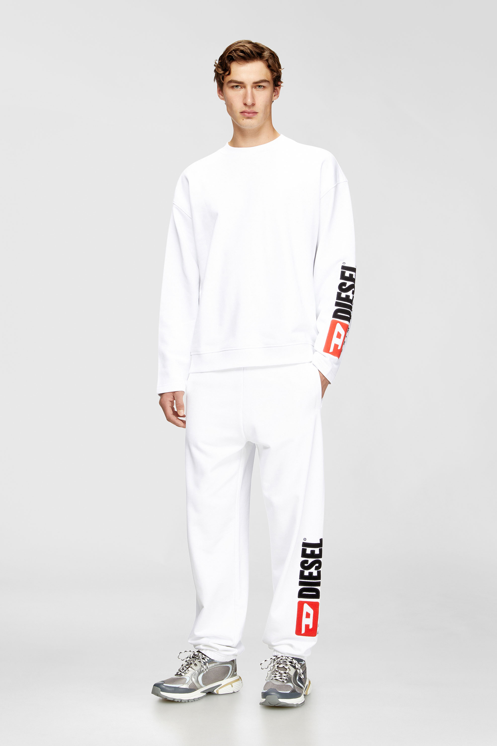 Diesel - S-BOXT-NC-DIV, Man's Crewneck sweatshirt with logo patch embroidery in White - 2
